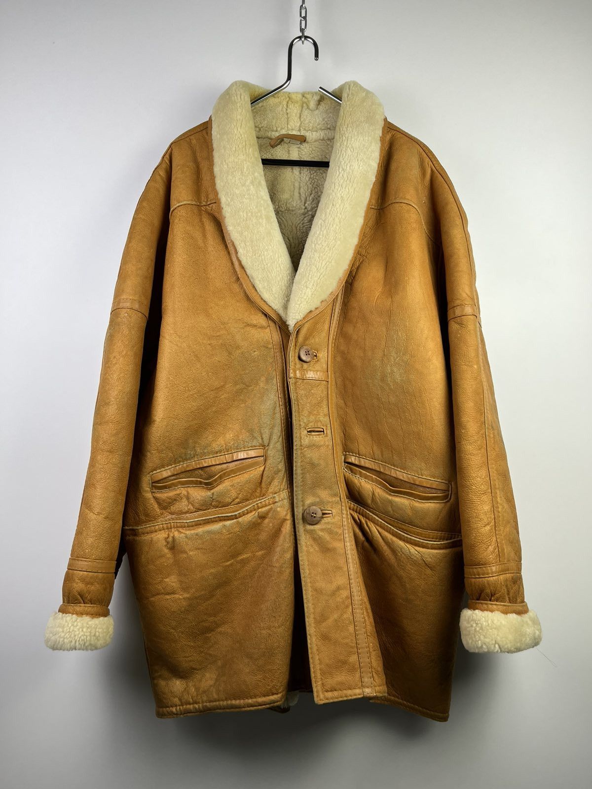 Genuine Leather 70s 80s AZUL Creation Genuine Leather Jacket Vintage Sherpa Size US XL / EU 56 / 4 - 1 Thumbnail