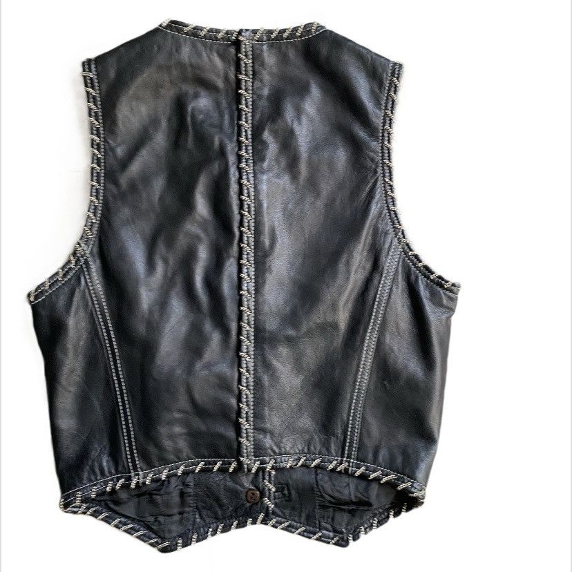 Versace Vintage FW93 Chain Stitch Leather Vest Size S / US 4 / IT 40 - 2 Thumbnail