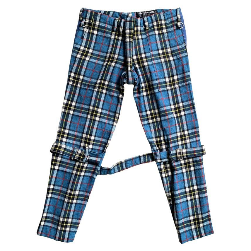 Japanese Brand Sexy Dynamite London Blue Tartan Bondage Trousers Size US 32 / EU 48 - 1 Thumbnail