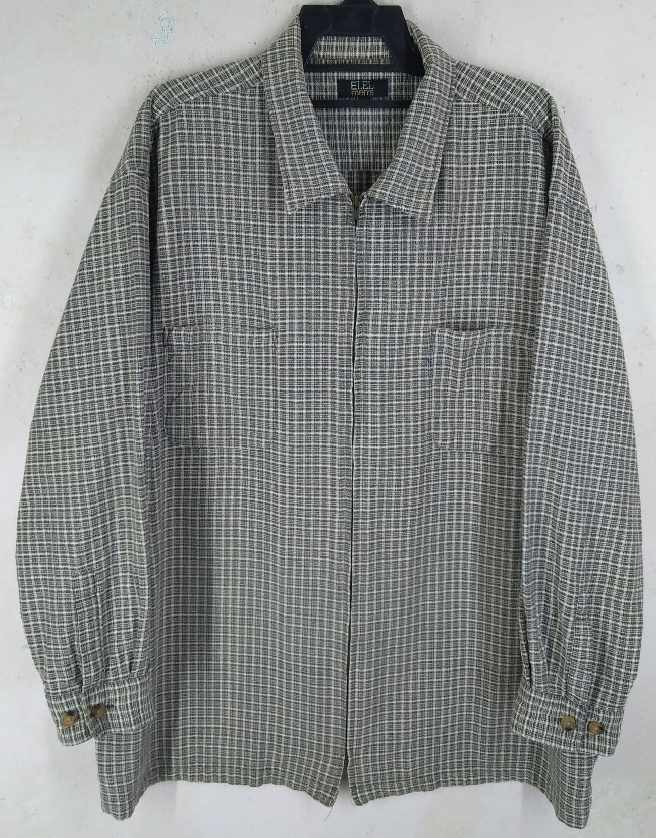 Designer × Flannel × Japanese Brand Vintage ELEL Men's Checkered Zipper Flannel Shirt Size US XXL / EU 58 / 5 - 2 Thumbnail