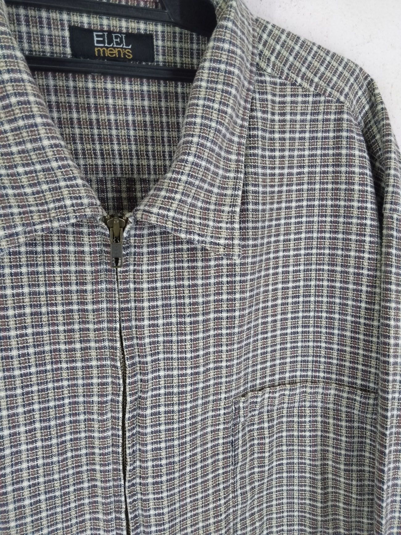 Designer × Flannel × Japanese Brand Vintage ELEL Men's Checkered Zipper Flannel Shirt Size US XXL / EU 58 / 5 - 4 Thumbnail