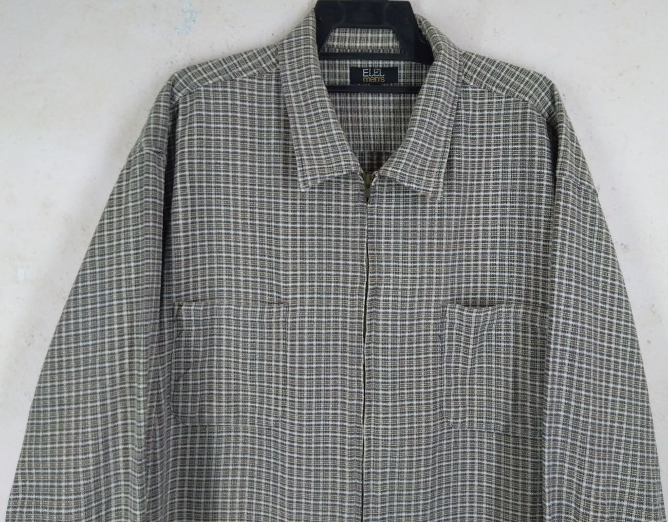 Designer × Flannel × Japanese Brand Vintage ELEL Men's Checkered Zipper Flannel Shirt Size US XXL / EU 58 / 5 - 1 Thumbnail