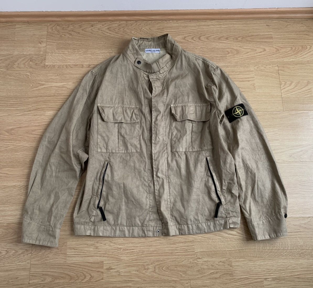 Image of Massimo Osti x Stone Island Vintage 2005 Stone Island Lino Flax Jacket Multipocket in Beige (Size X