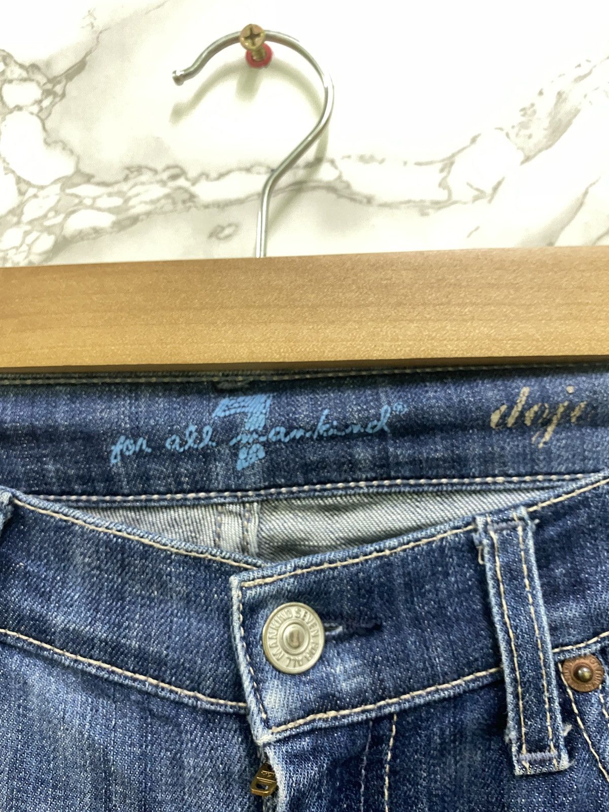 7 For All Mankind × Vintage VTG 7 ALL FOR MANKIND BOOTCUT FLARED DISTRESSED DENIM Size US 29 - 9 Thumbnail