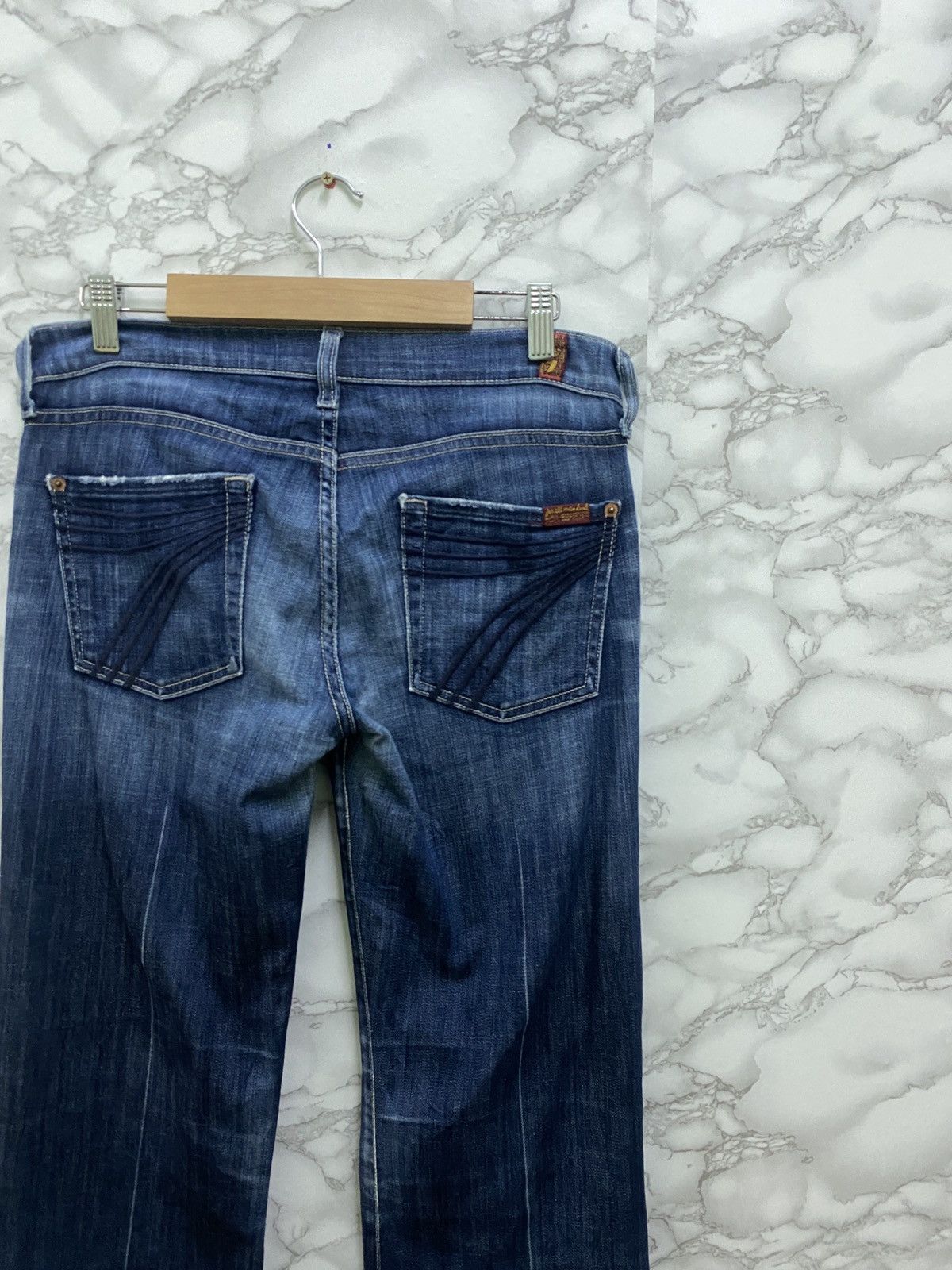 7 For All Mankind × Vintage VTG 7 ALL FOR MANKIND BOOTCUT FLARED DISTRESSED DENIM Size US 29 - 13 Thumbnail