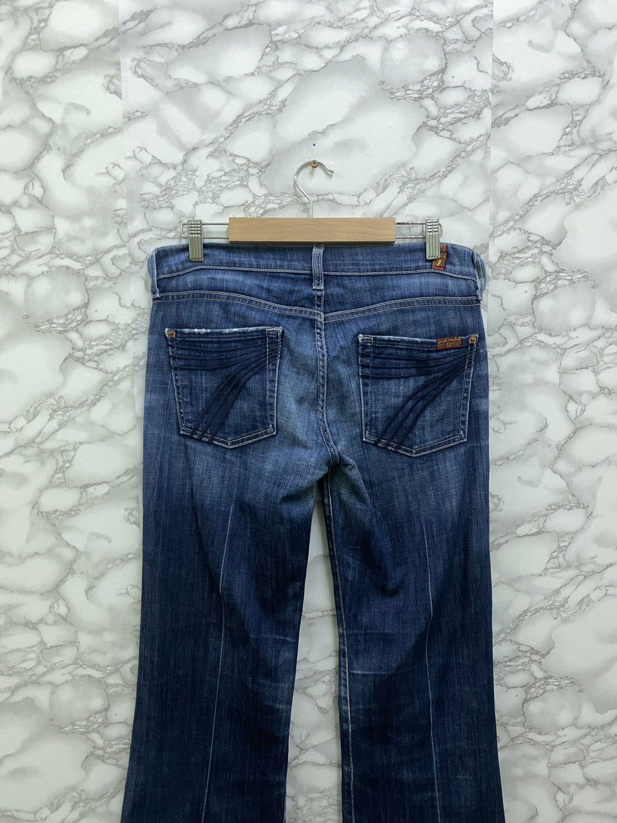 7 For All Mankind × Vintage VTG 7 ALL FOR MANKIND BOOTCUT FLARED DISTRESSED DENIM Size US 29 - 11 Thumbnail