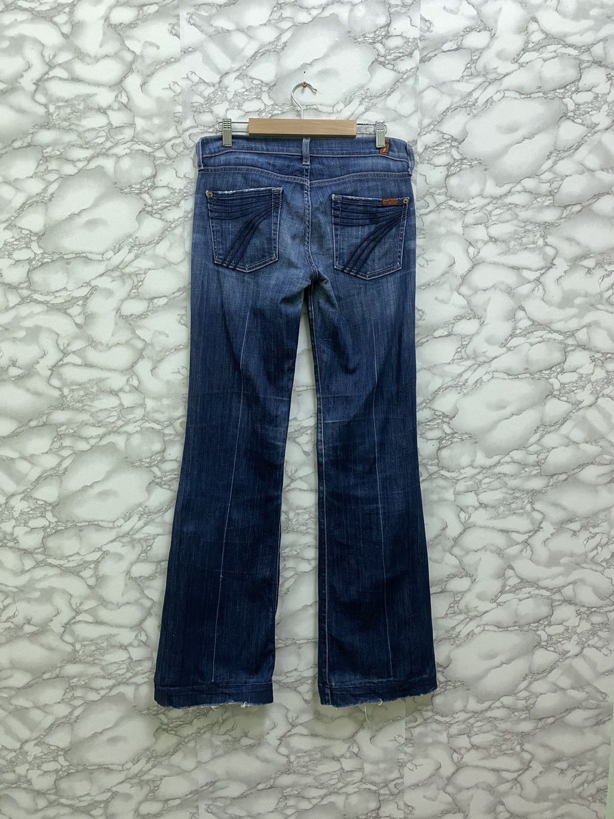 7 For All Mankind × Vintage VTG 7 ALL FOR MANKIND BOOTCUT FLARED DISTRESSED DENIM Size US 29 - 2 Thumbnail