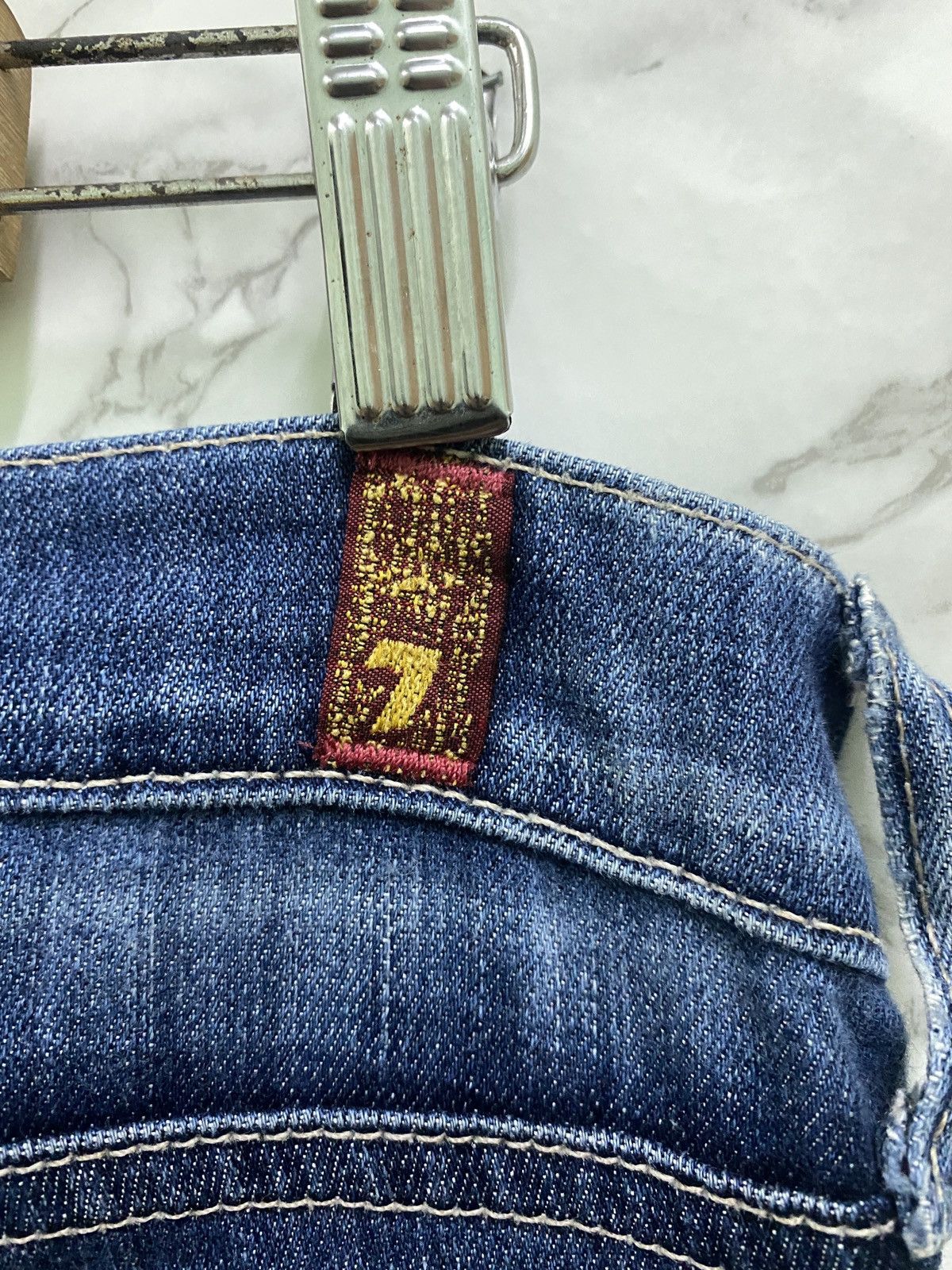 7 For All Mankind × Vintage VTG 7 ALL FOR MANKIND BOOTCUT FLARED DISTRESSED DENIM Size US 29 - 16 Thumbnail