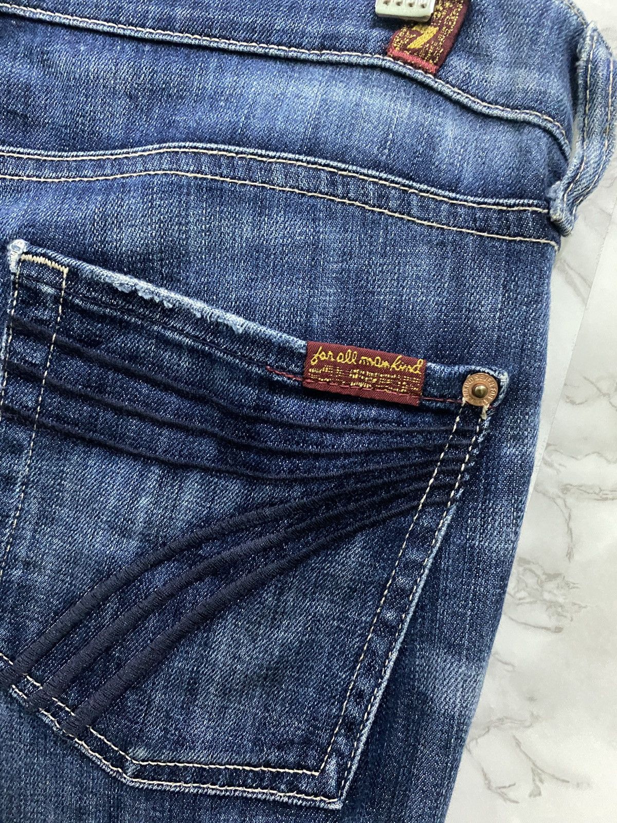 7 For All Mankind × Vintage VTG 7 ALL FOR MANKIND BOOTCUT FLARED DISTRESSED DENIM Size US 29 - 15 Thumbnail