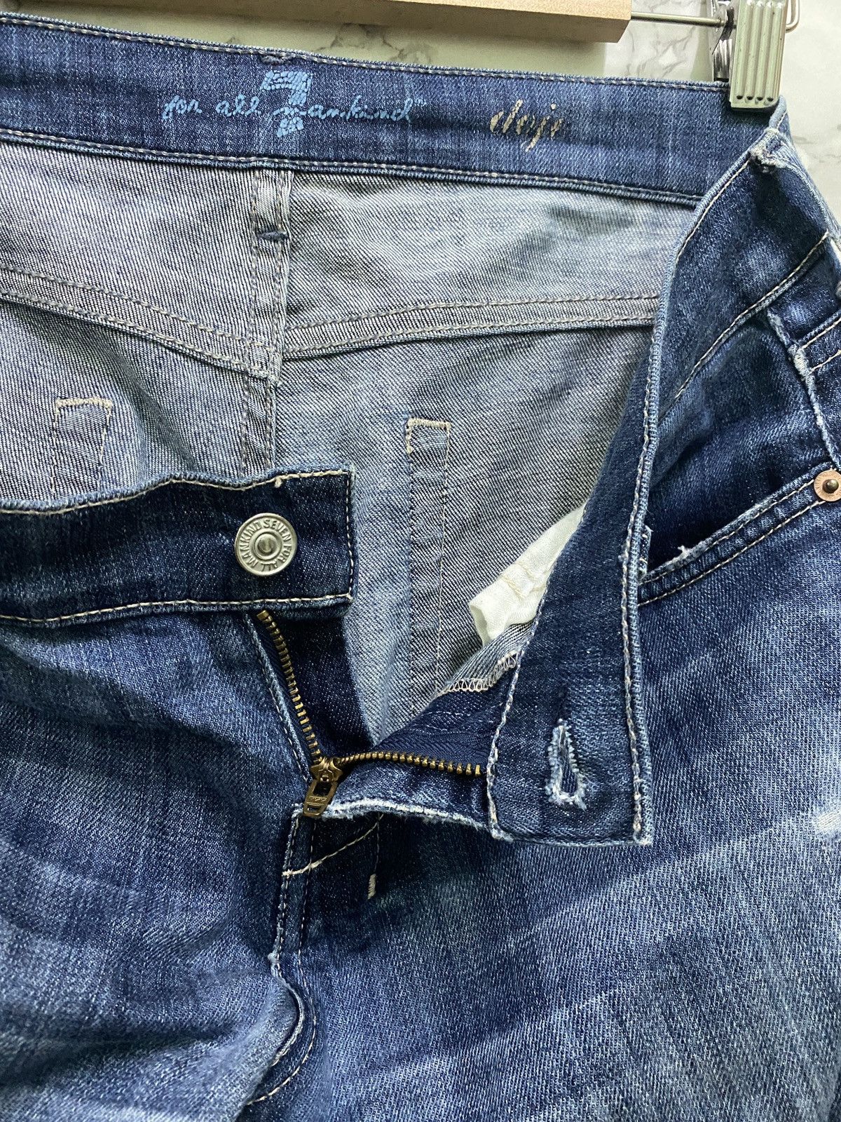 7 For All Mankind × Vintage VTG 7 ALL FOR MANKIND BOOTCUT FLARED DISTRESSED DENIM Size US 29 - 19 Thumbnail