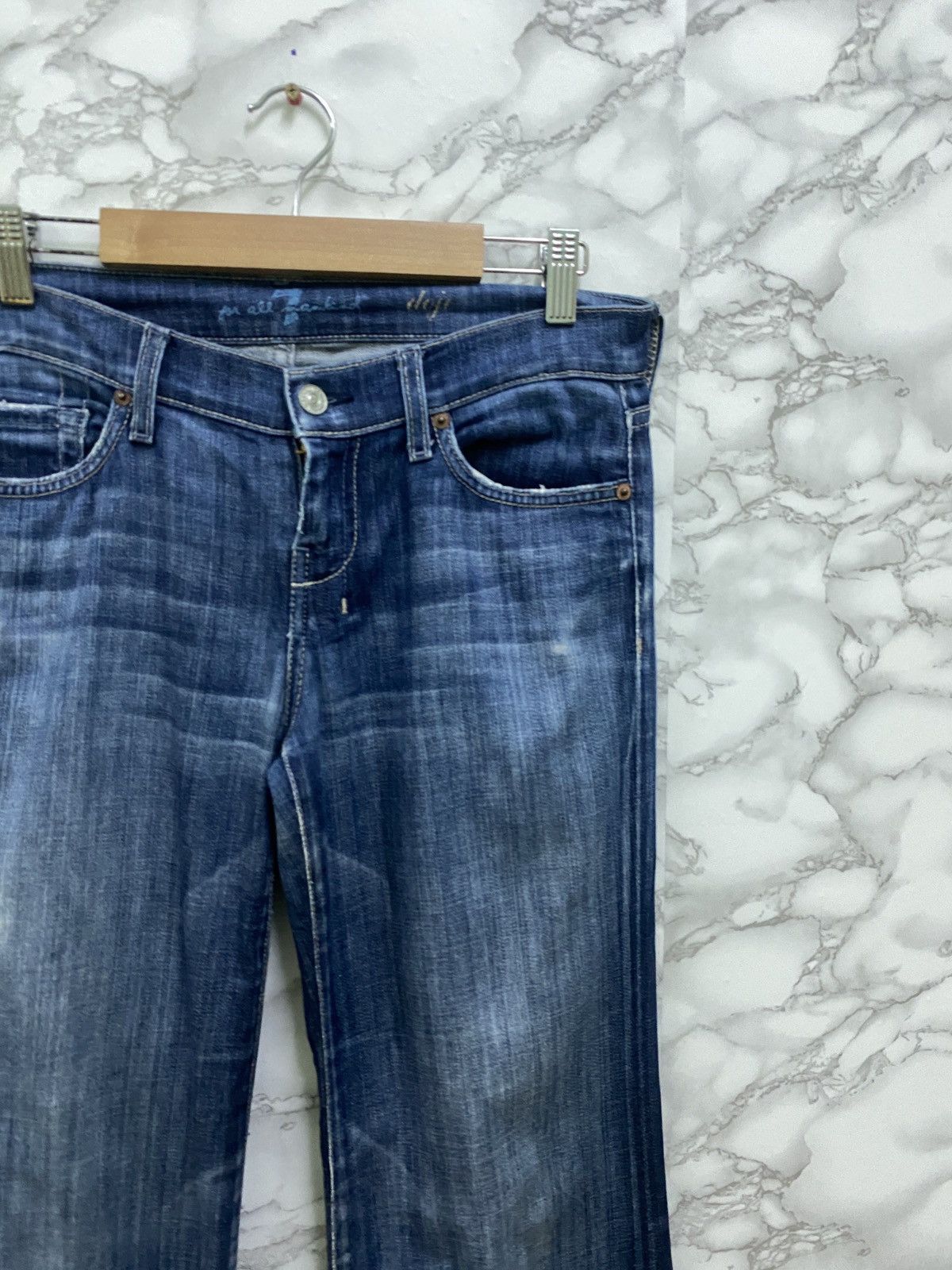 7 For All Mankind × Vintage VTG 7 ALL FOR MANKIND BOOTCUT FLARED DISTRESSED DENIM Size US 29 - 5 Thumbnail