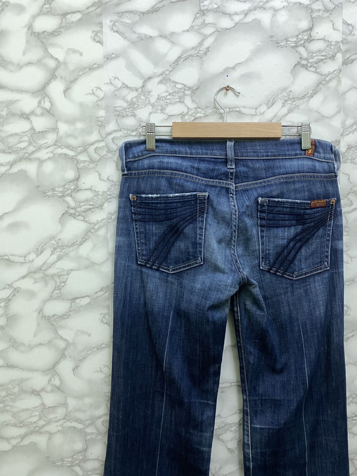 7 For All Mankind × Vintage VTG 7 ALL FOR MANKIND BOOTCUT FLARED DISTRESSED DENIM Size US 29 - 12 Thumbnail