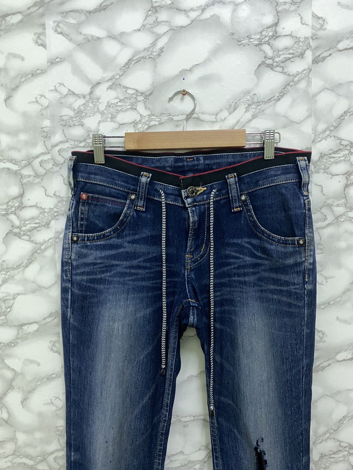 Edwin × Japanese Brand EDWIN JERSEY STRECH JEANS DRAWSTRINGS DISTRESSED DENIM Size US 30 / EU 46 - 3 Thumbnail
