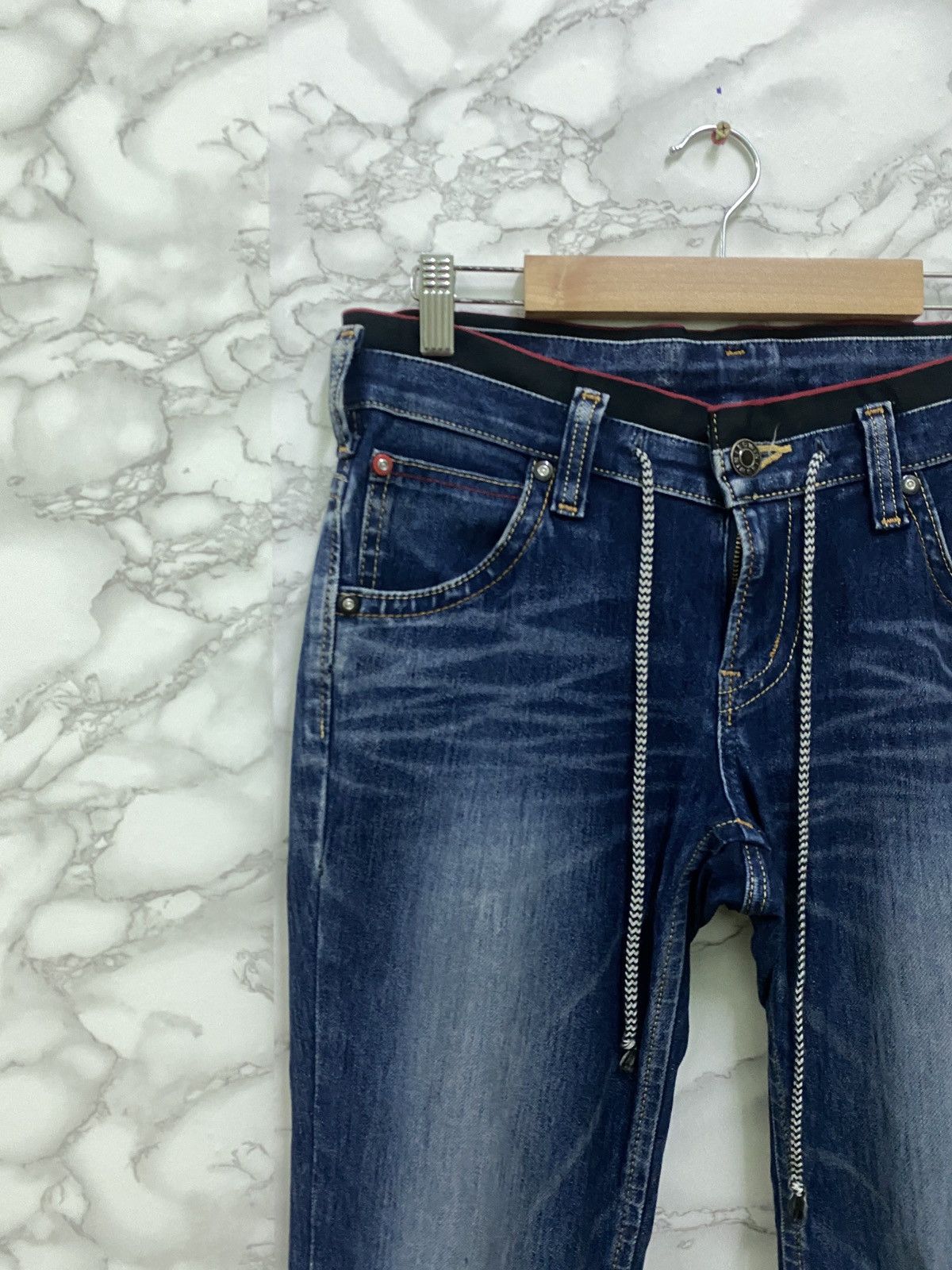 Edwin × Japanese Brand EDWIN JERSEY STRECH JEANS DRAWSTRINGS DISTRESSED DENIM Size US 30 / EU 46 - 4 Thumbnail