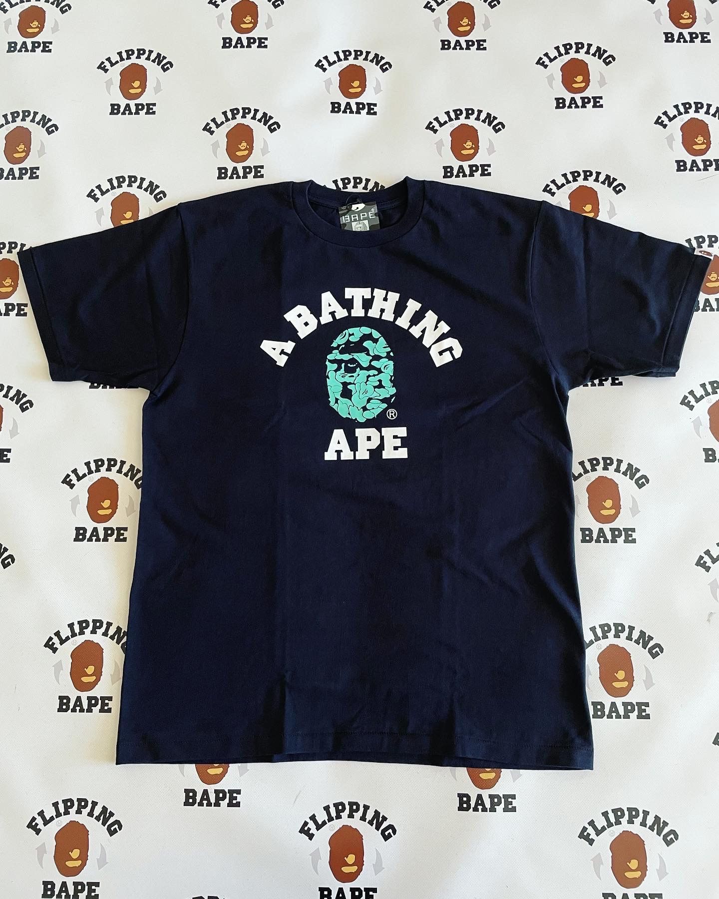 image of Bape Text Code Camo College Tee in Black, Men's (Size 2XL)