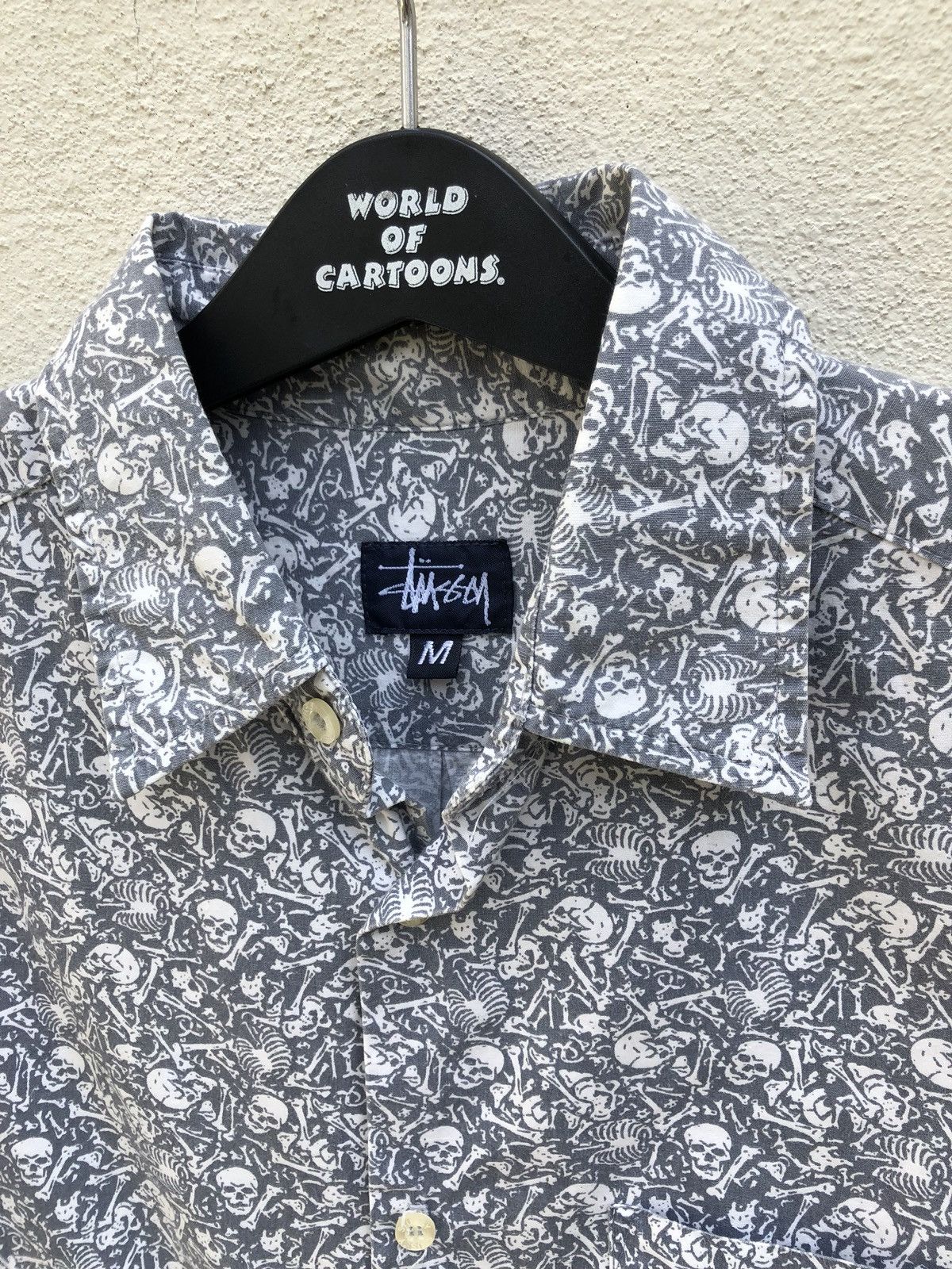 Stussy Vintage Stussy Full Printed Skull Skeleton Button Shirt Size US M / EU 48-50 / 2 - 8 Thumbnail