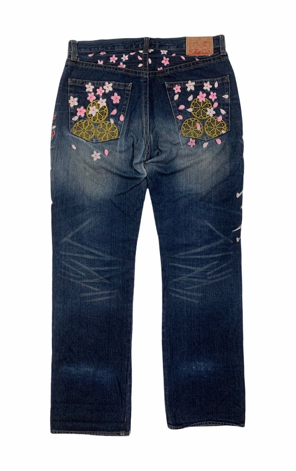 If Six Was Nine 🇯🇵 Japanese Karakuri Tamashi Embroidered Fish Koi Denim Size US 35 - 3 Thumbnail