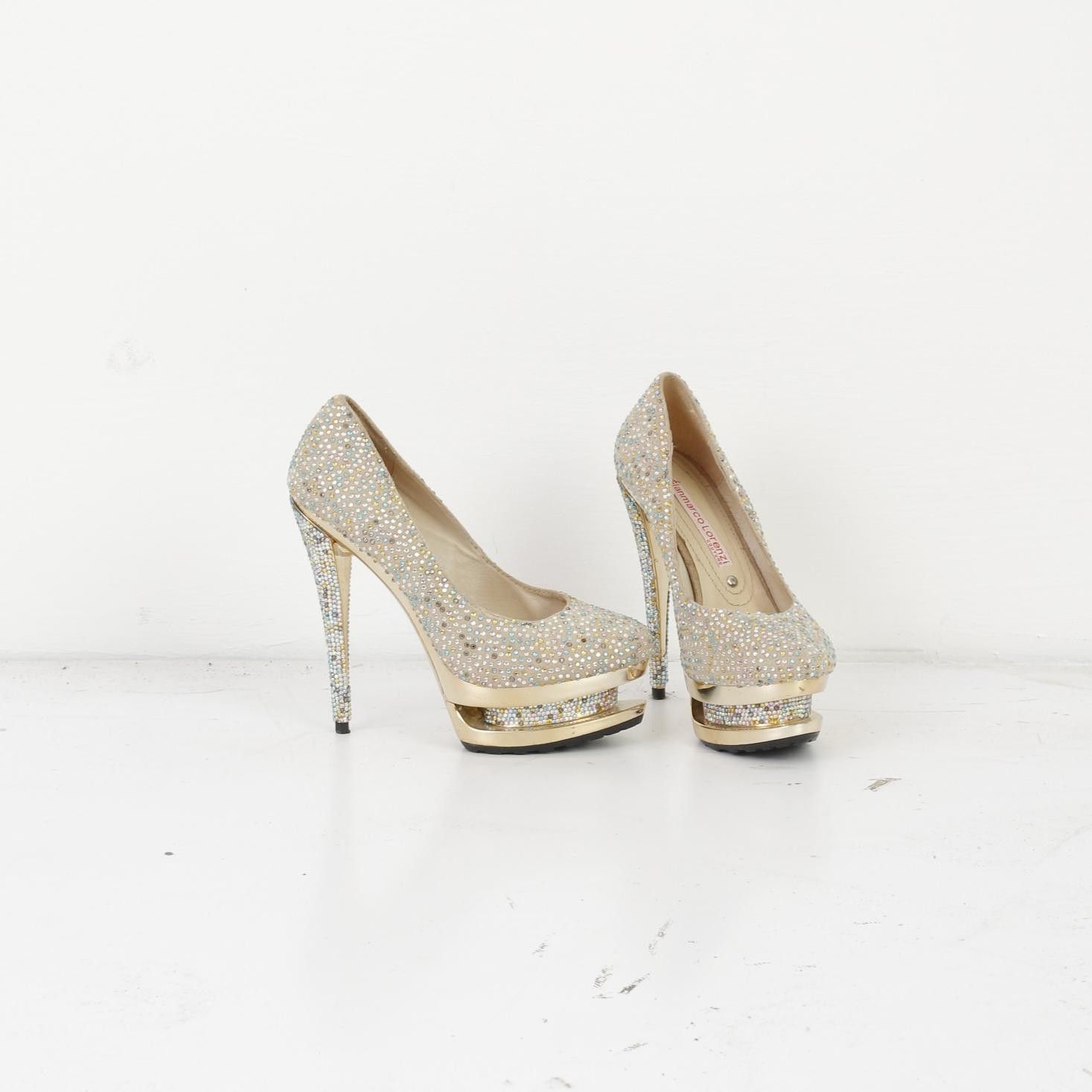Vintage GIANMARCO LORENZI Couture Women 36 Toe Heels Beige 10121 Size US 5 / IT 35 - 2 Thumbnail
