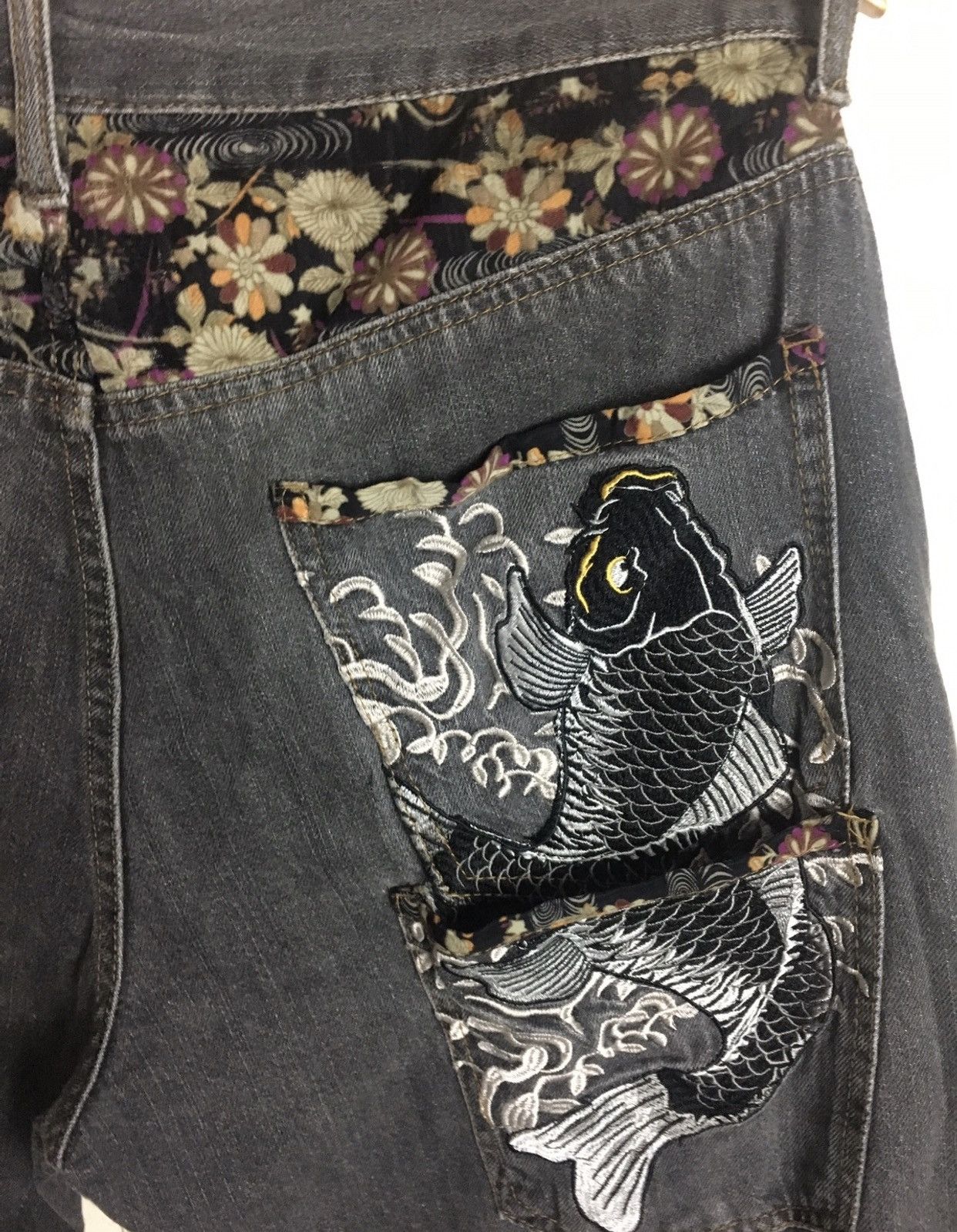 Japanese Brand Rare Multipocket Fish Sukajan Embroidery Pant Memory Special Size US 36 / EU 52 - 5 Thumbnail