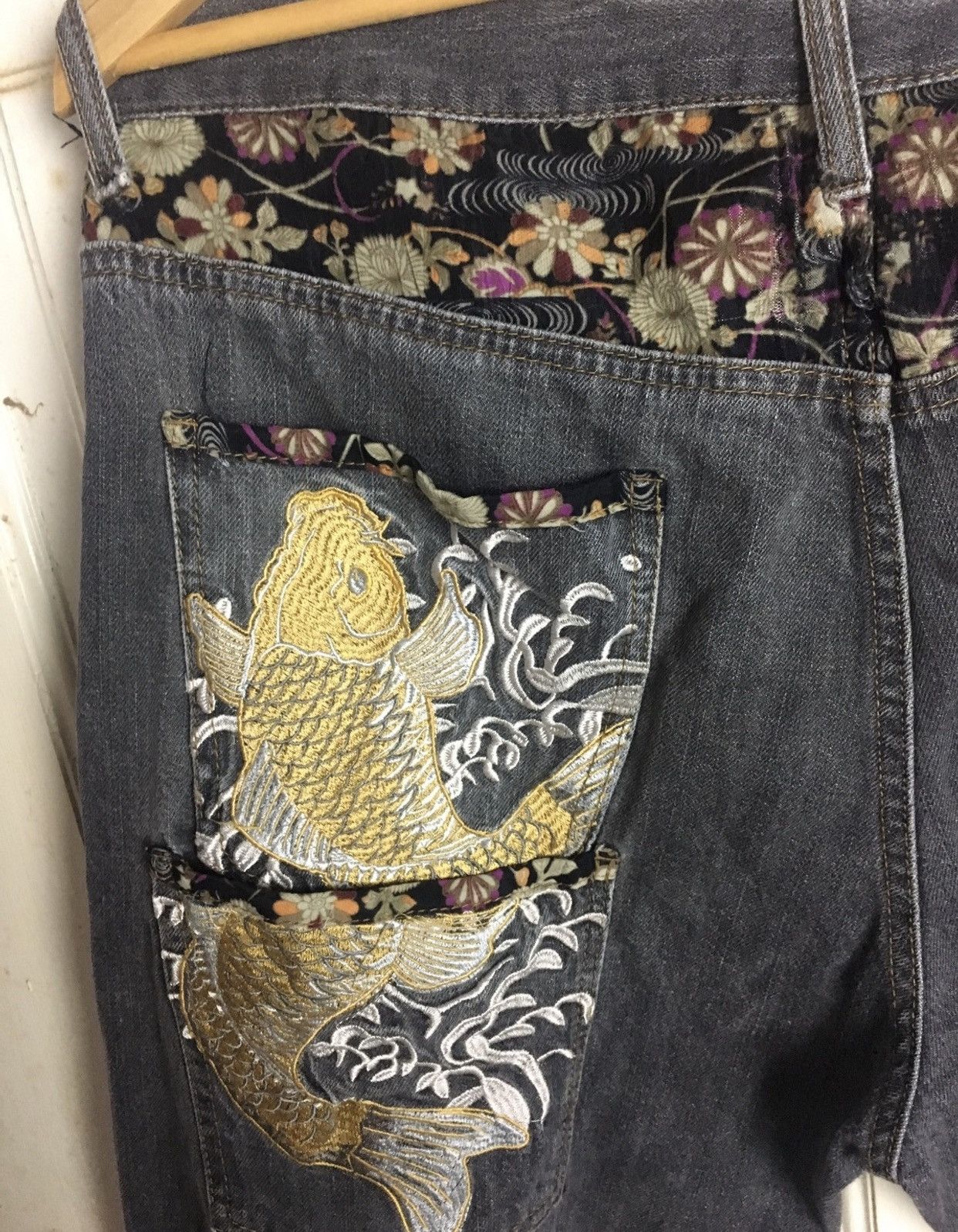 Japanese Brand Rare Multipocket Fish Sukajan Embroidery Pant Memory Special Size US 36 / EU 52 - 6 Thumbnail