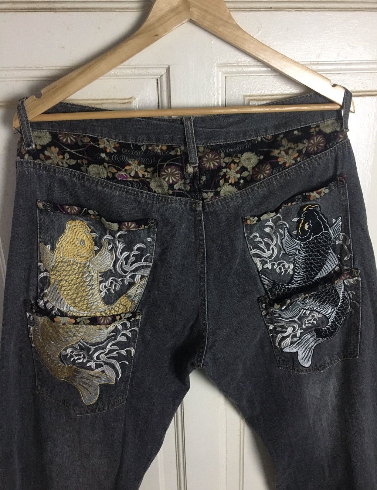 Japanese Brand Rare Multipocket Fish Sukajan Embroidery Pant Memory Special Size US 36 / EU 52 - 1 Thumbnail