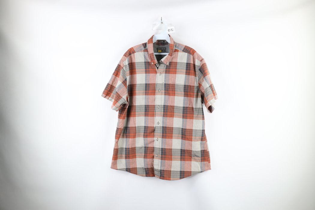 Vintage Eddie Bauer Short Sleeve Collared Camp Button Shirt Plaid | Grailed