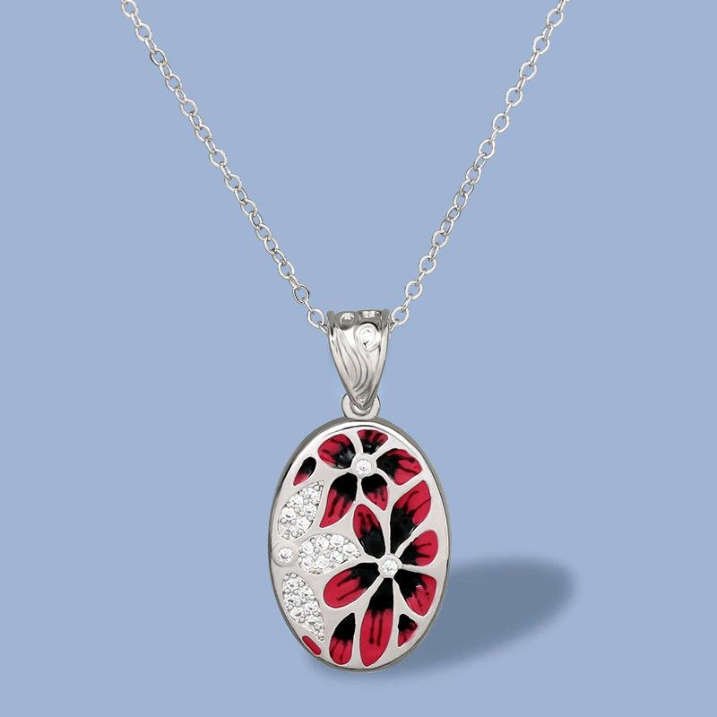 Jewelry Red Flower Epoxy Pendant Necklace Size ONE SIZE - 5 Thumbnail