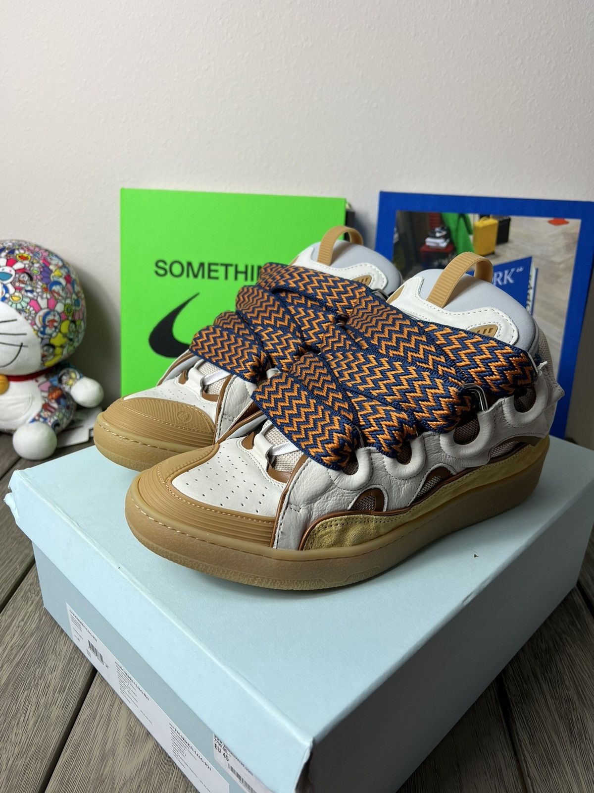 image of Lanvin Curb Sneaker Orange / Beige, Men's (Size 12)