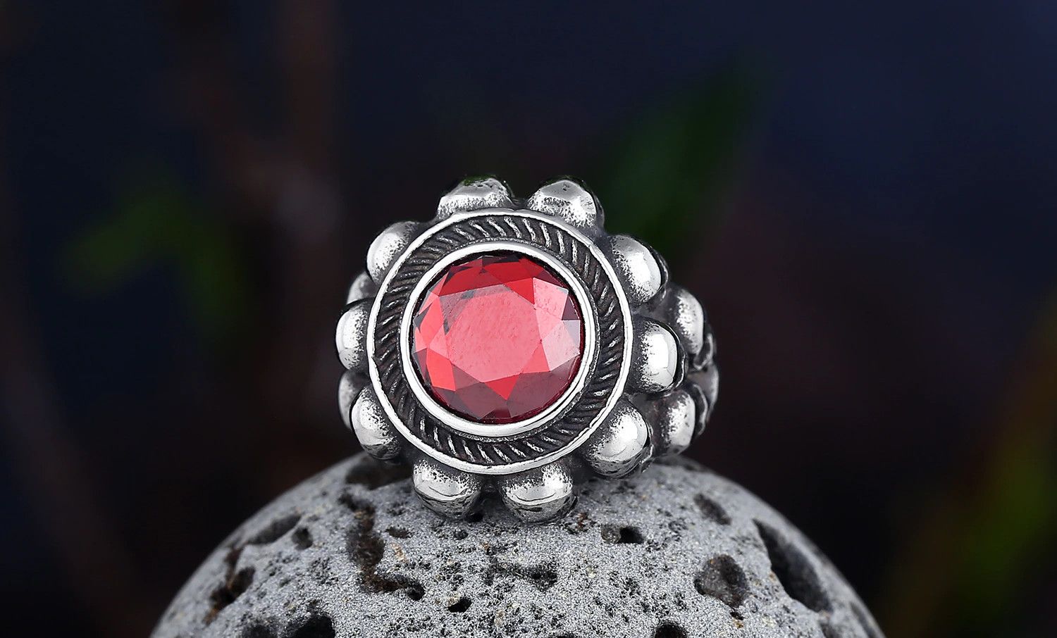 Jewelry Red Stone Ring Size ONE SIZE - 5 Thumbnail