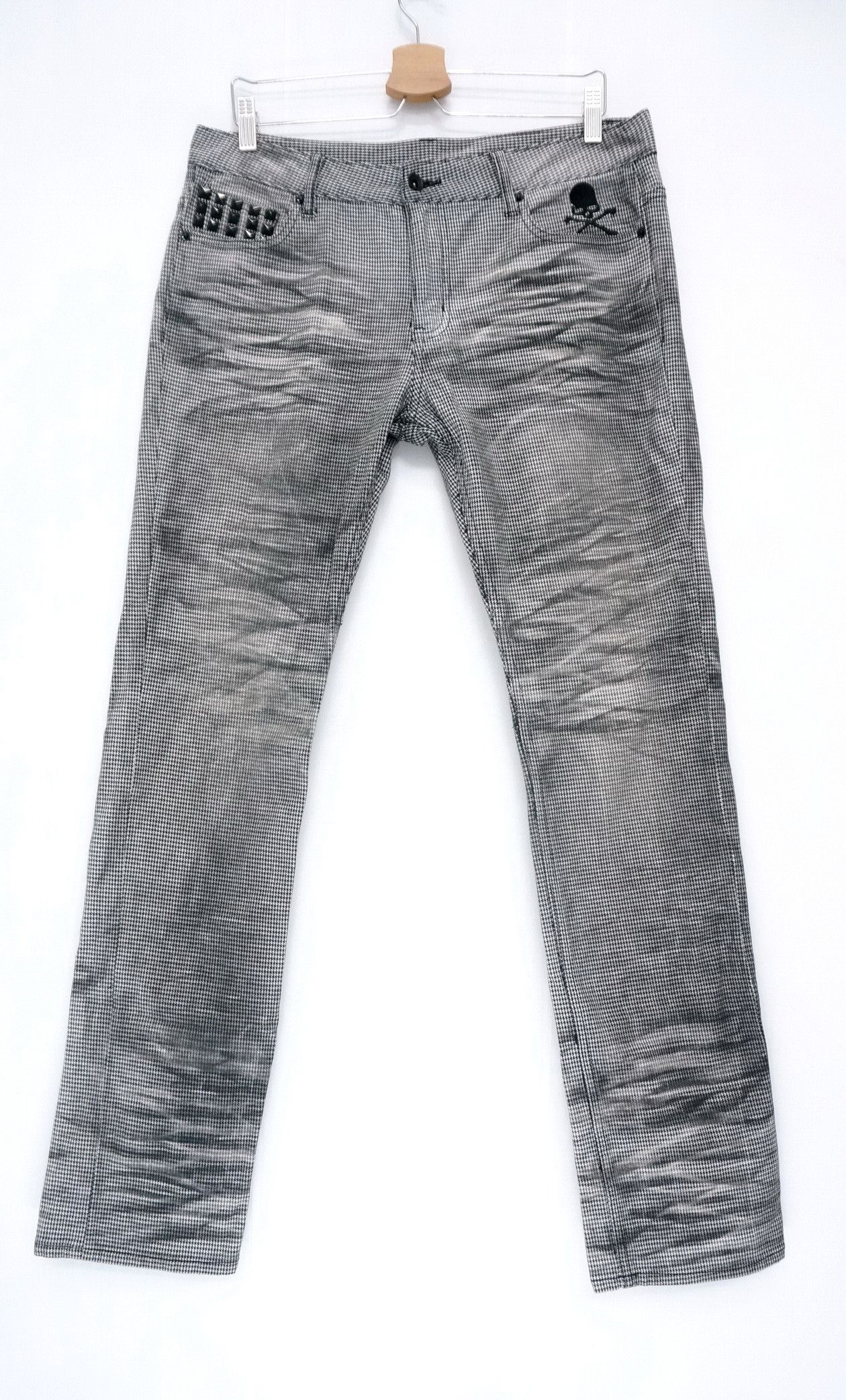 image of Semantic Design Crossbone Skinny Pants in White Grey Black, Men's (Size 34)