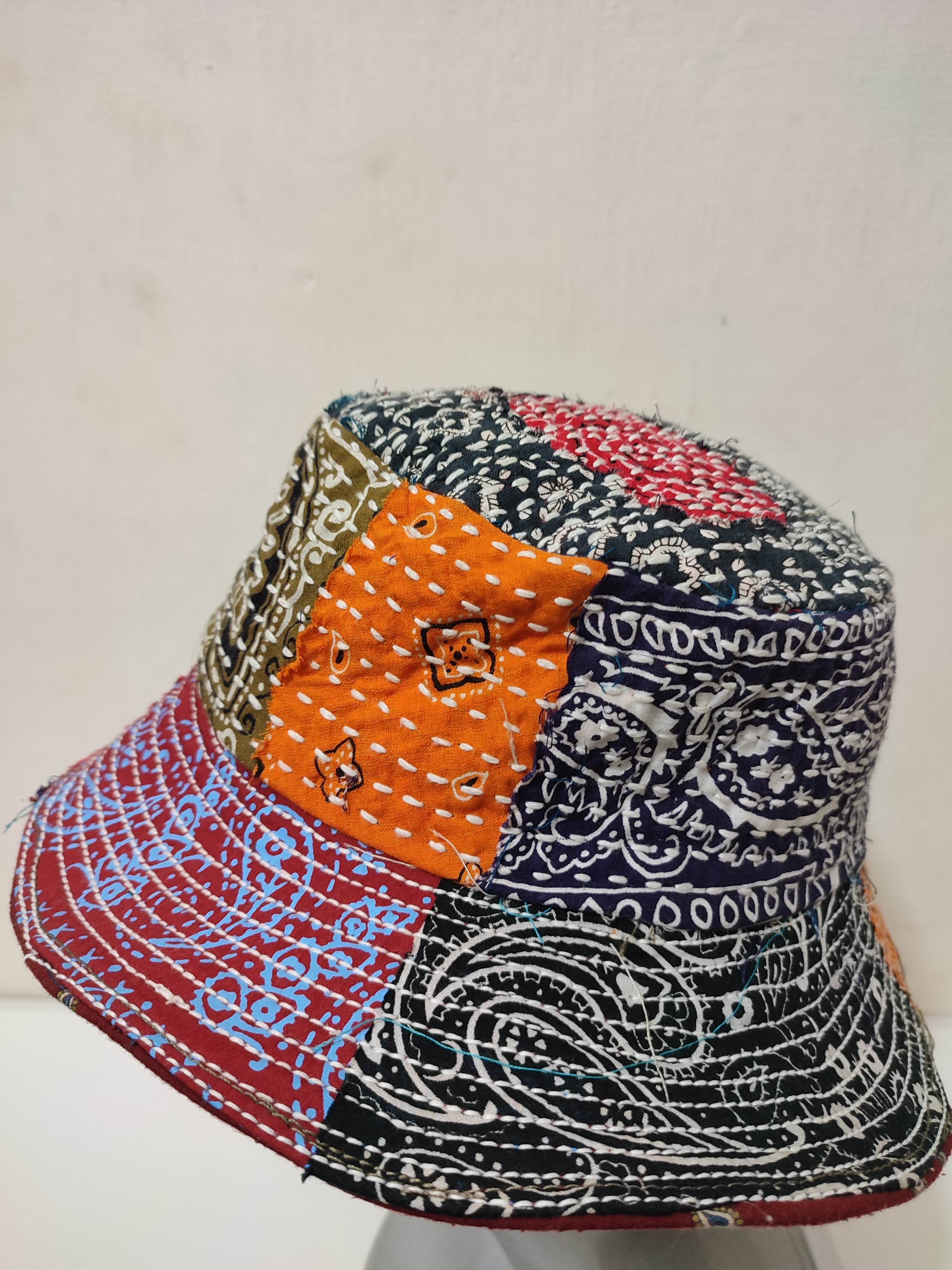 Art Comes First × Japanese Brand 🔥Custom Made Patchwork Bandana Paisley Bucket Hats Size ONE SIZE - 6 Thumbnail