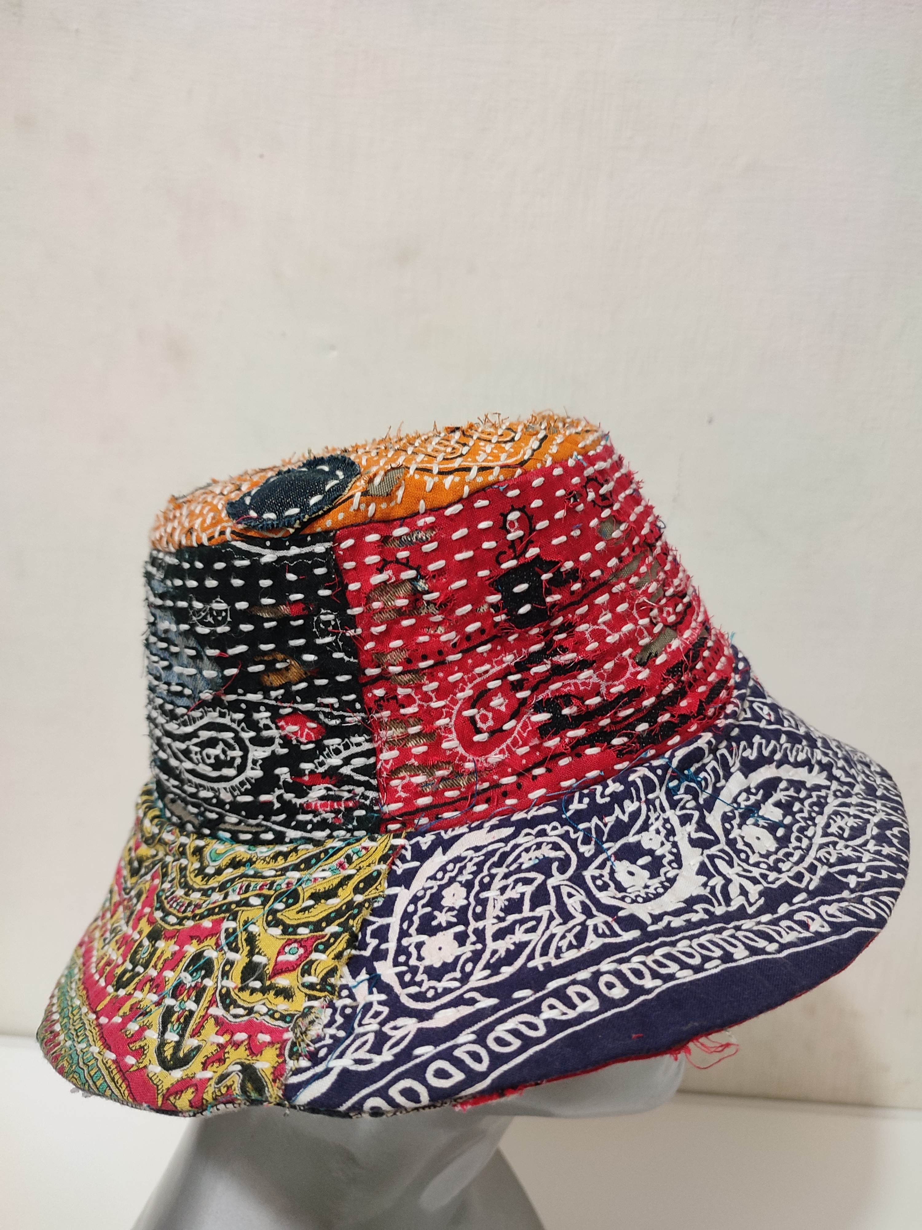 Art Comes First × Japanese Brand 🔥Custom made Patchwork Bandana Paisley Bucket Hats Size ONE SIZE - 2 Thumbnail