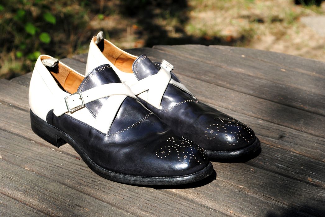 Officine Creative New Black & White Monk Strap Leather Shoes | Grailed