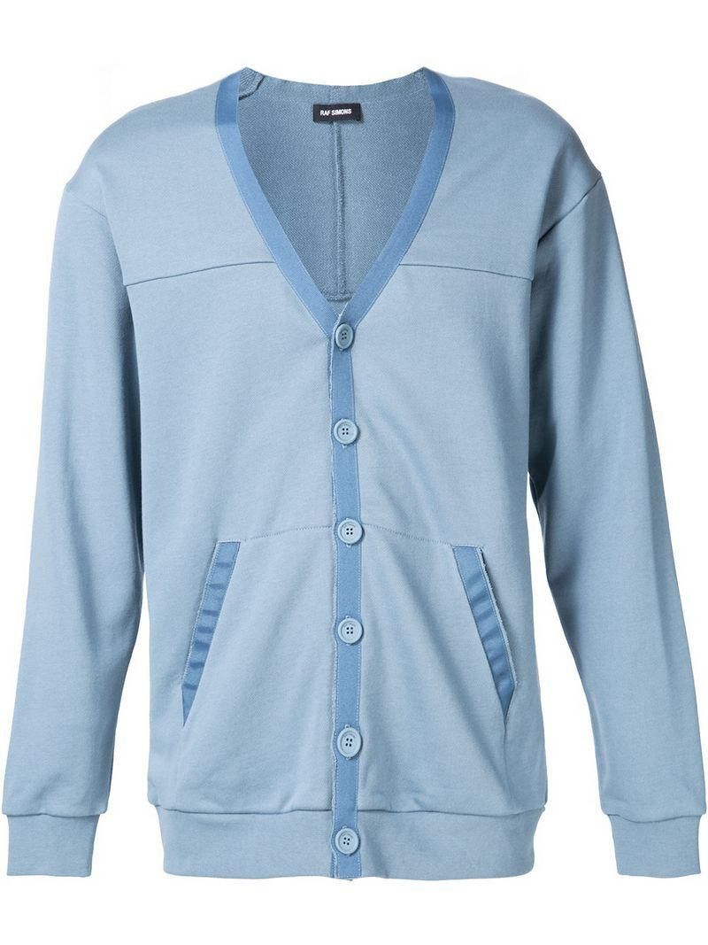 Raf Simons $940 Raf Simons Blue Contrast Trim Relaxed Fit Cardigan Size US S / EU 44-46 / 1 - 2 Thumbnail