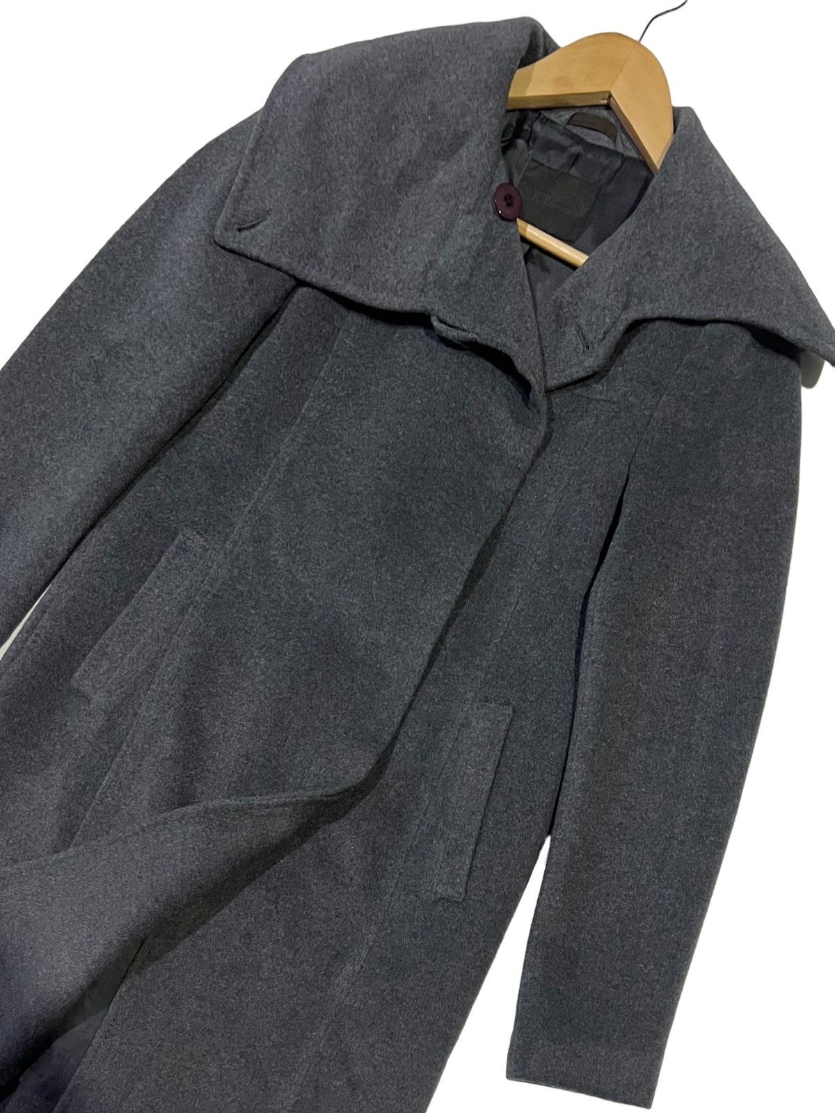 Designer × Japanese Brand VINTAGE K.T KIYOKO TAKASE WOOL HIGH COLLAR COATS JACKET Size S / US 4 / IT 40 - 5 Thumbnail