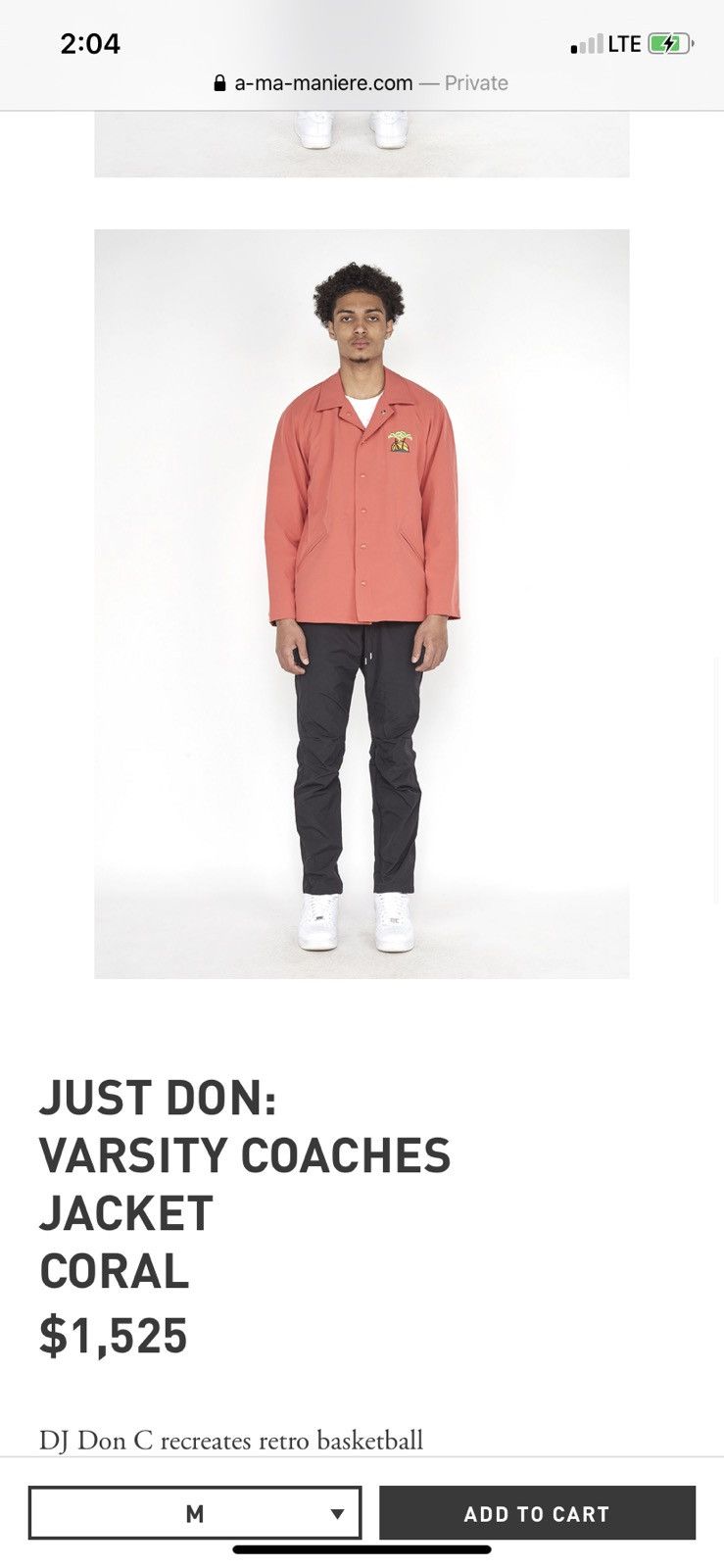Just Don Just Don Varsity Coaches Reversible Jacket Coral $1525 Ret. Size US XL / EU 56 / 4 - 12 Thumbnail