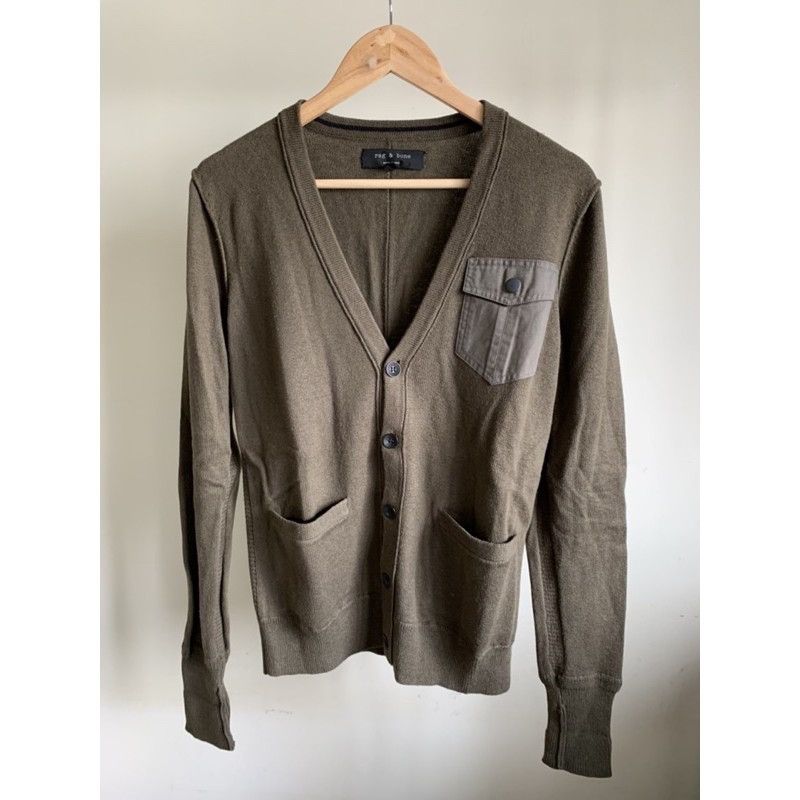 image of Rag Bone Men’S Rag & Bone Cotton/wool Blend Cardigan Size S in Olive, Men's