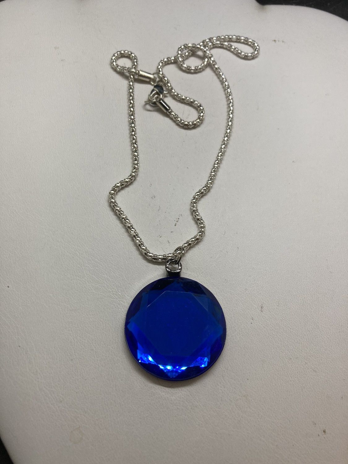 Handmade Big Blue CZ Chain Necklace Size ONE SIZE - 4 Thumbnail