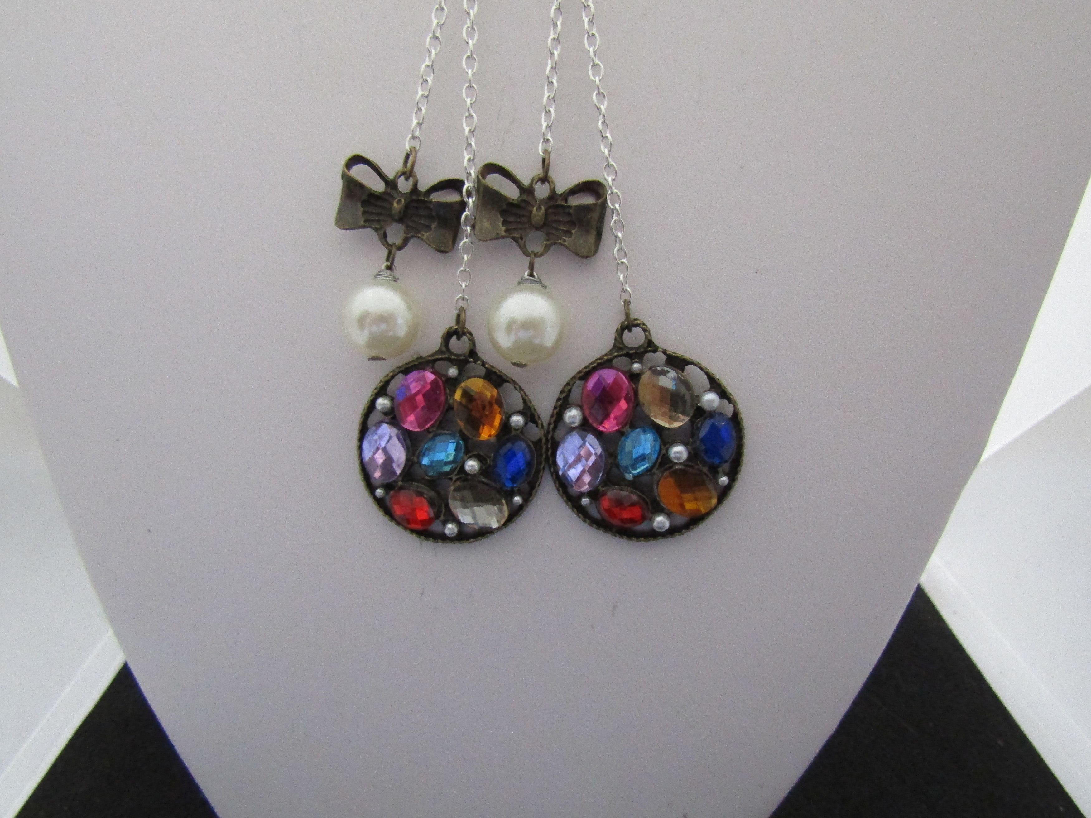 Handmade Mix Czs Leverback Hoop Earrings with Pearl Bead Size ONE SIZE - 3 Thumbnail