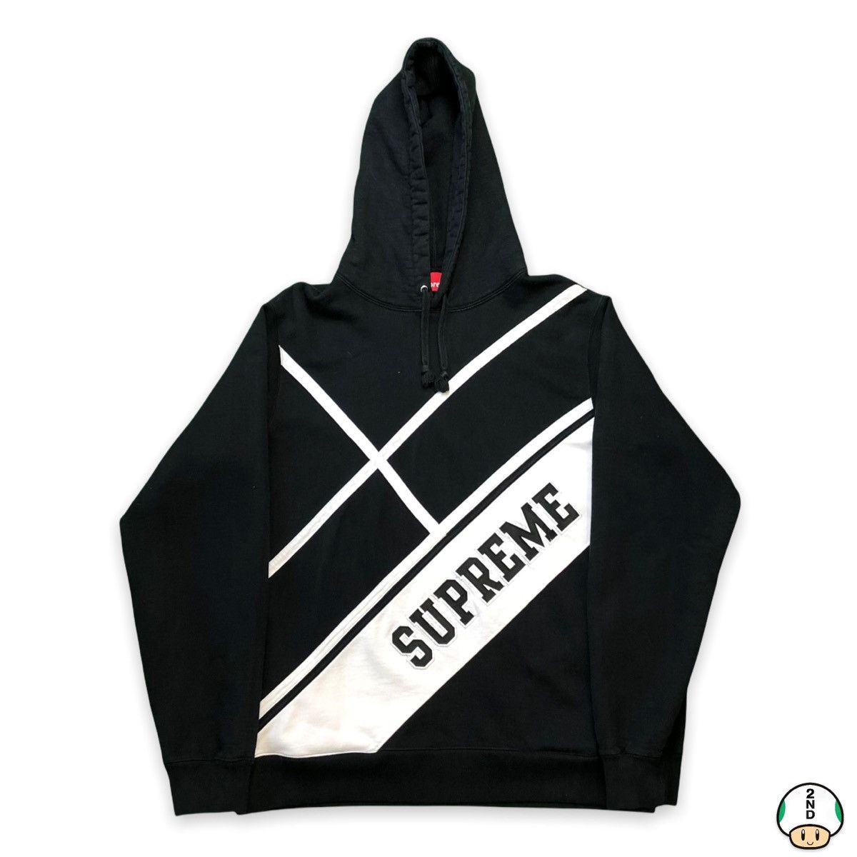 image of Supreme Diagonal Hoodie in Black, Men's (Size Large)
