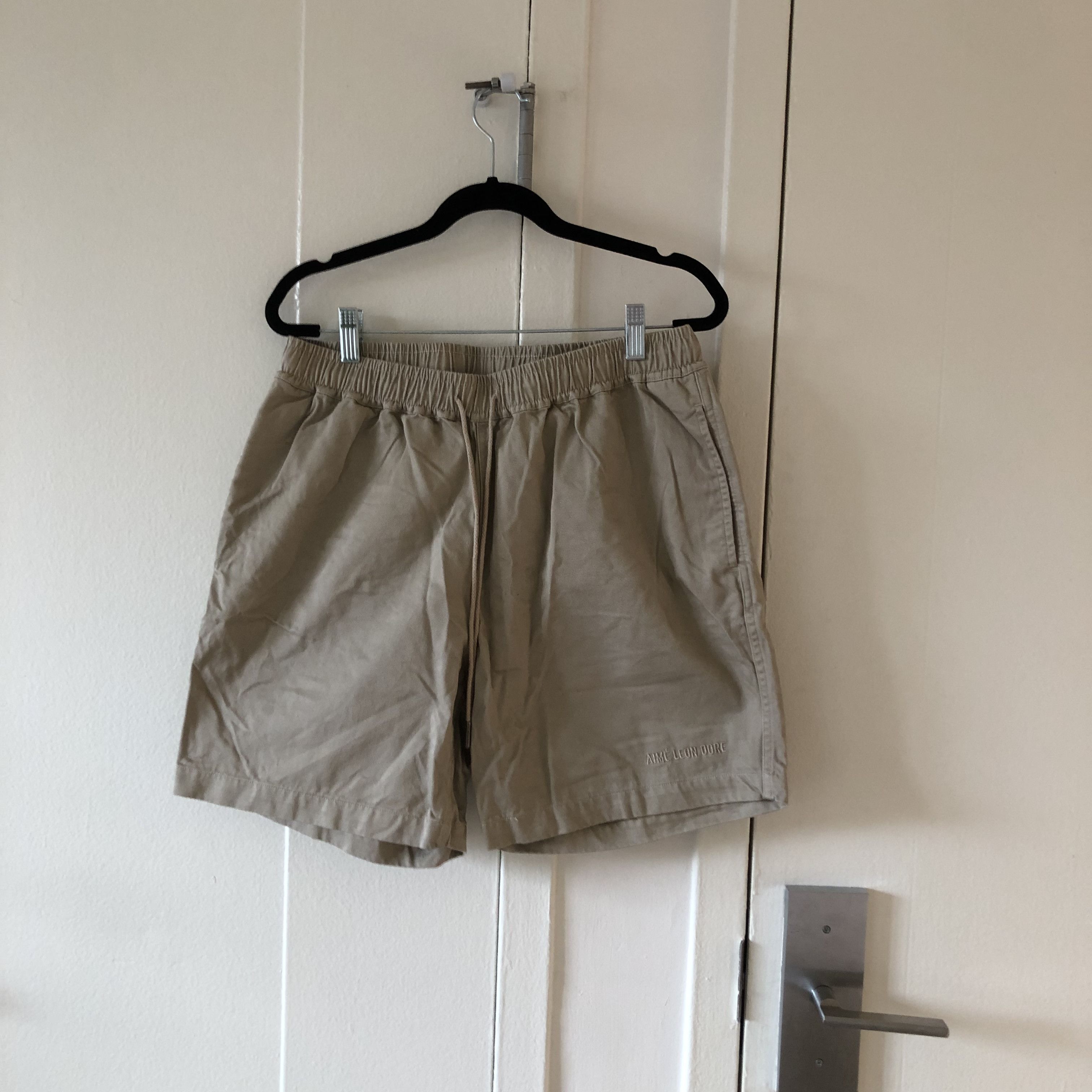 image of Aime Leon Dore Uniform Logo Shorts in Khaki, Men's (Size 34)