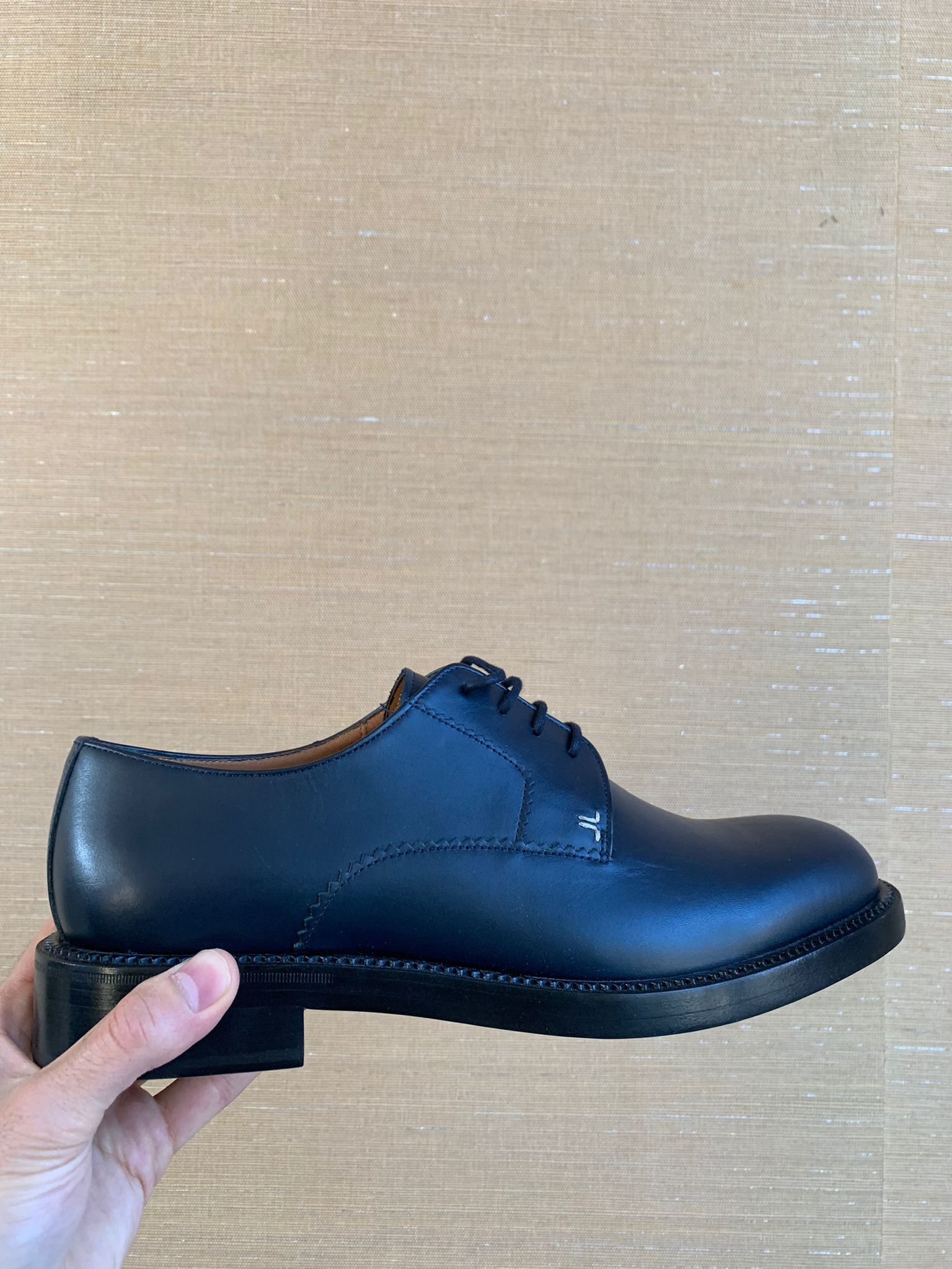 image of Lanvin Derby In Plain Calfskin In Navy Blue Shoes, Men's (Size 11)