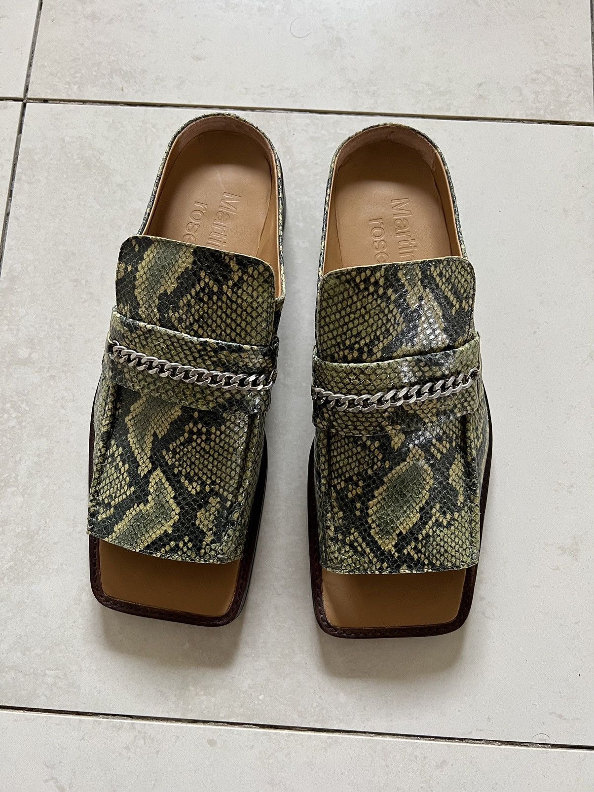 image of Martine Rose Open Toe Slip Ons Shoes in Green, Men's (Size 12)