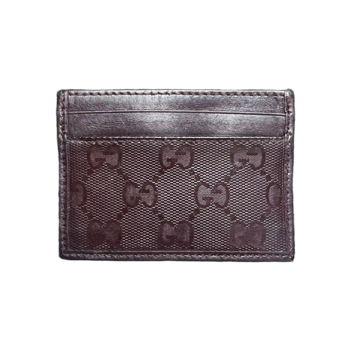 image of Gucci Monogram Imprime Card Holder Wallet in Purple, Men's