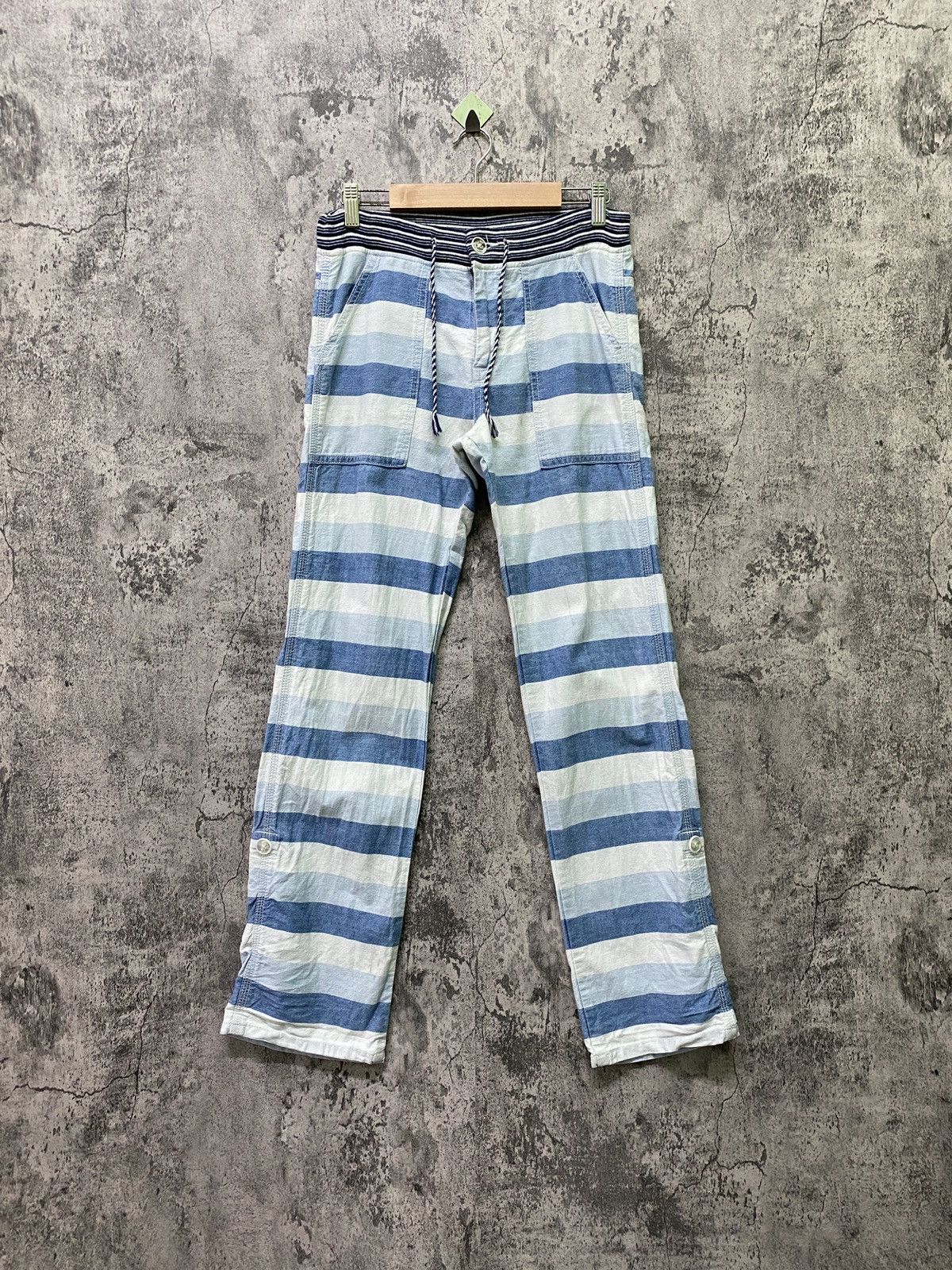 Japanese Brand × Vintage Vintage BACK NUMBER Jogger Striped Drawstring Pant Size US 29 - 1 Thumbnail