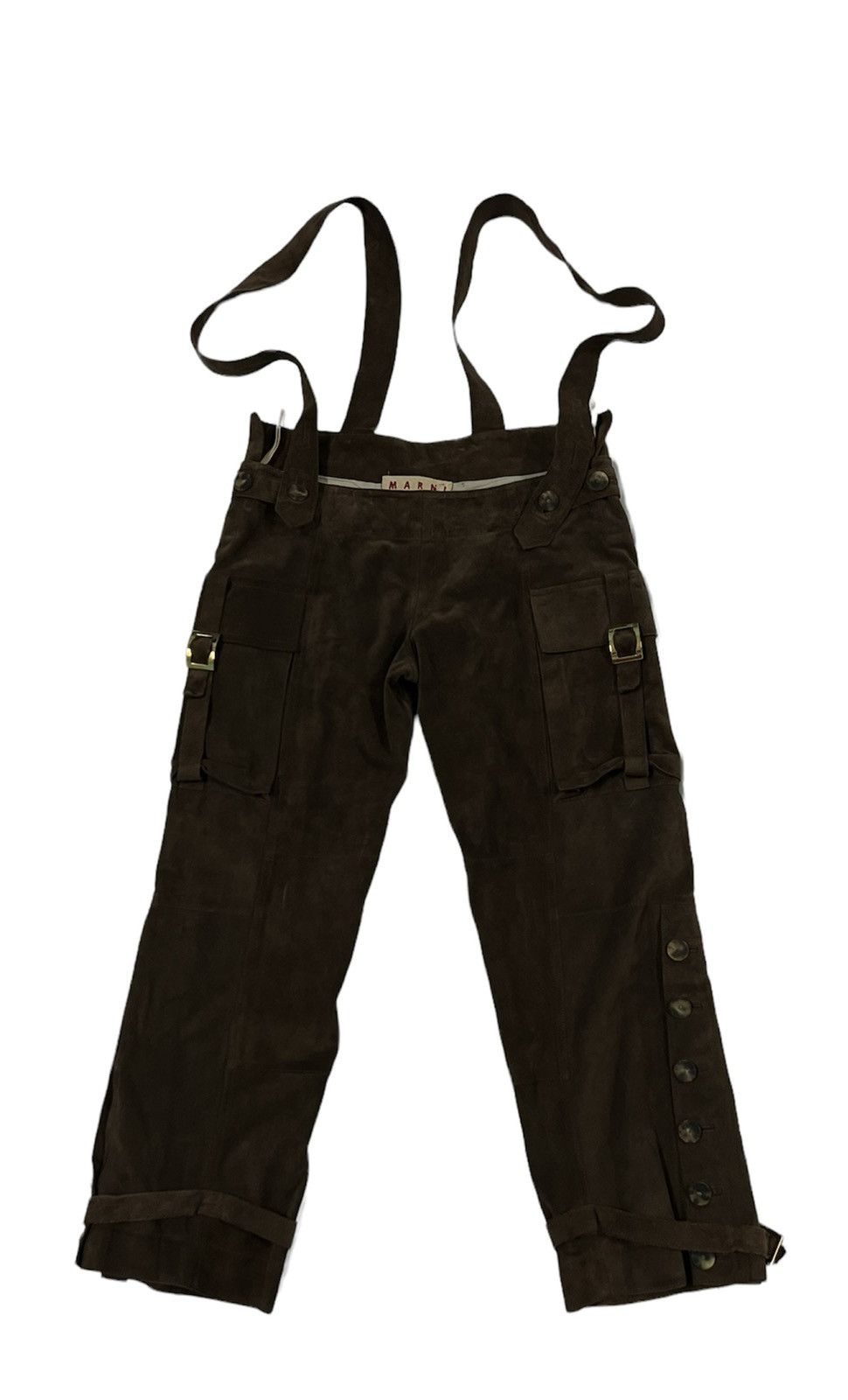 image of Vintage Marni Leather Trousers / Jumper in Toffee Brown, Men's (Size 31)