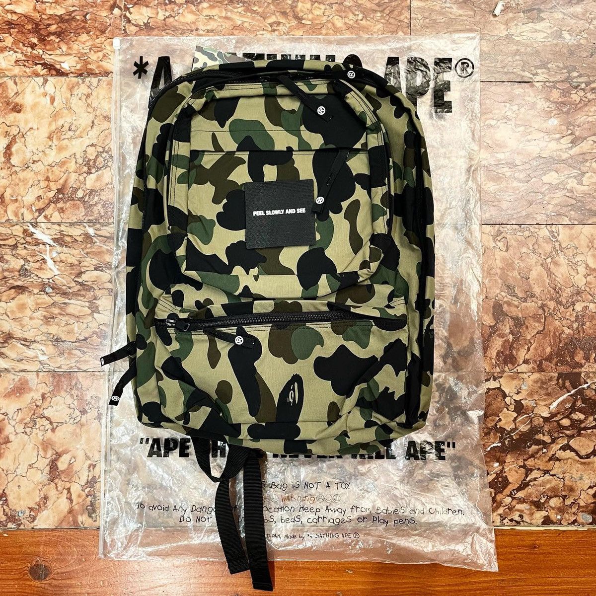 image of Bape 1St Camo Backpack in Yellow, Men's