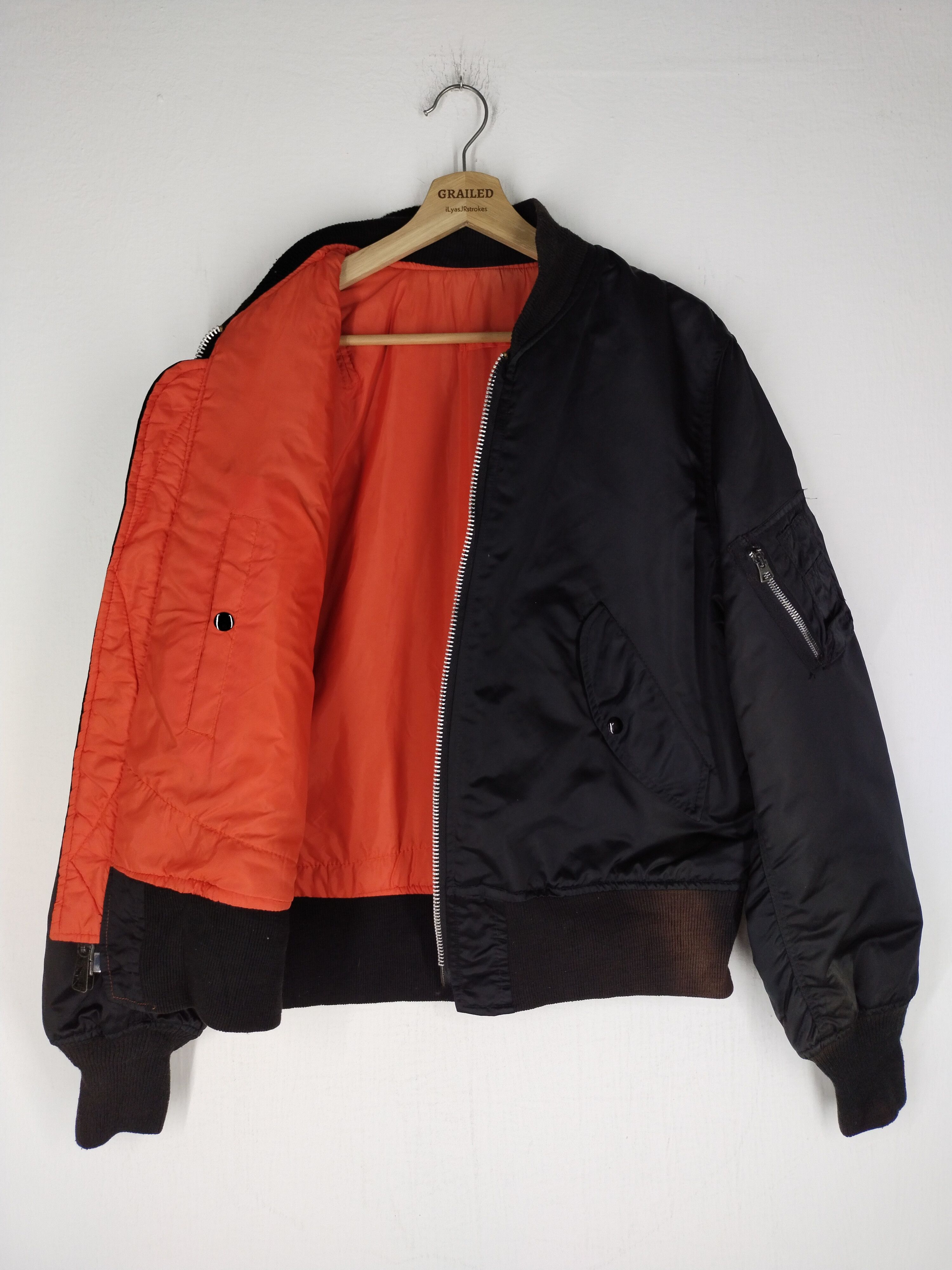 Vintage VINTAGE REVERSIBLE JACKET MA-1 FLYER'S MEN BLACK JACKET Size US L / EU 52-54 / 3 - 6 Thumbnail