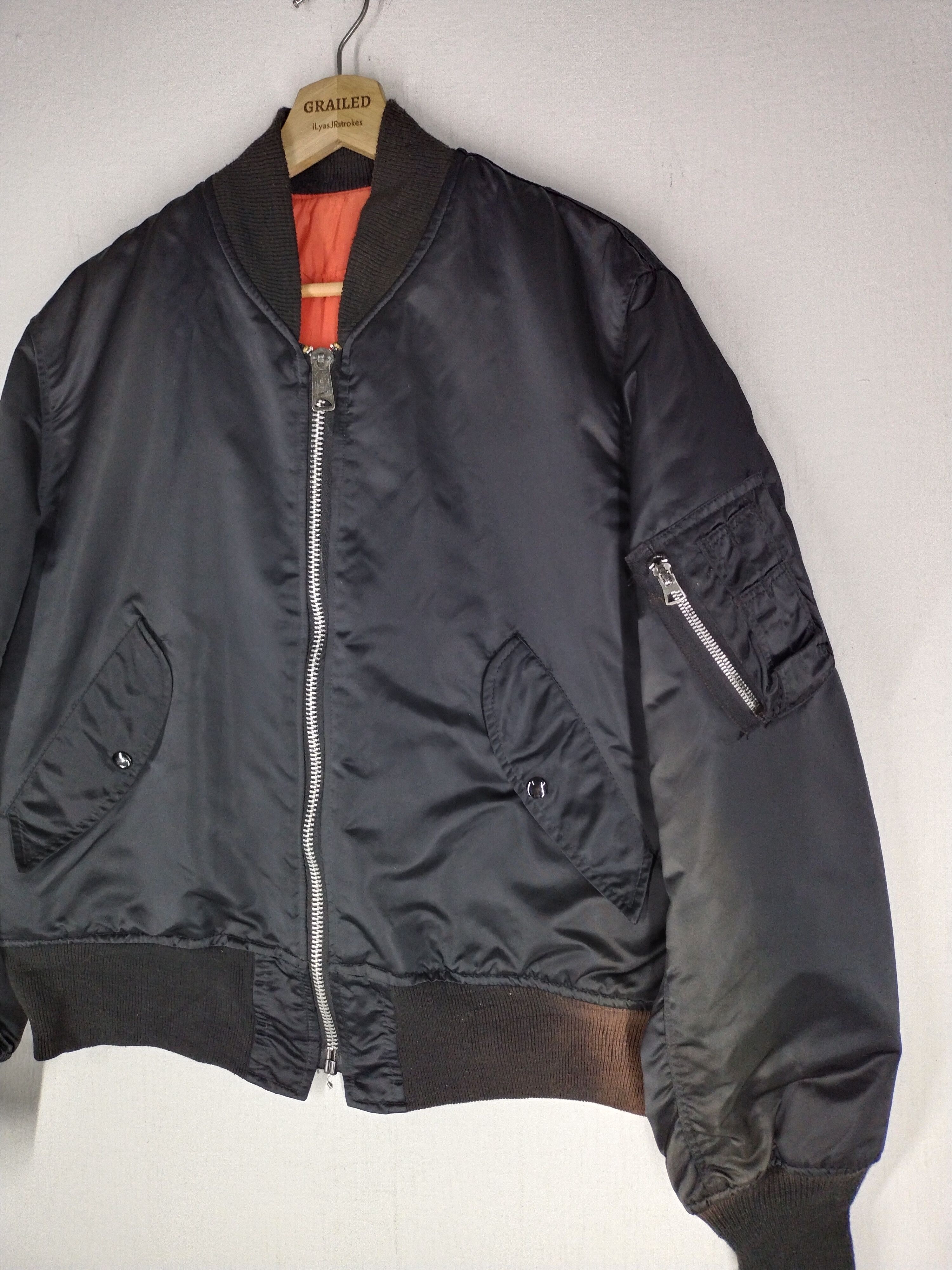 Vintage VINTAGE REVERSIBLE JACKET MA-1 FLYER'S MEN BLACK JACKET Size US L / EU 52-54 / 3 - 4 Thumbnail