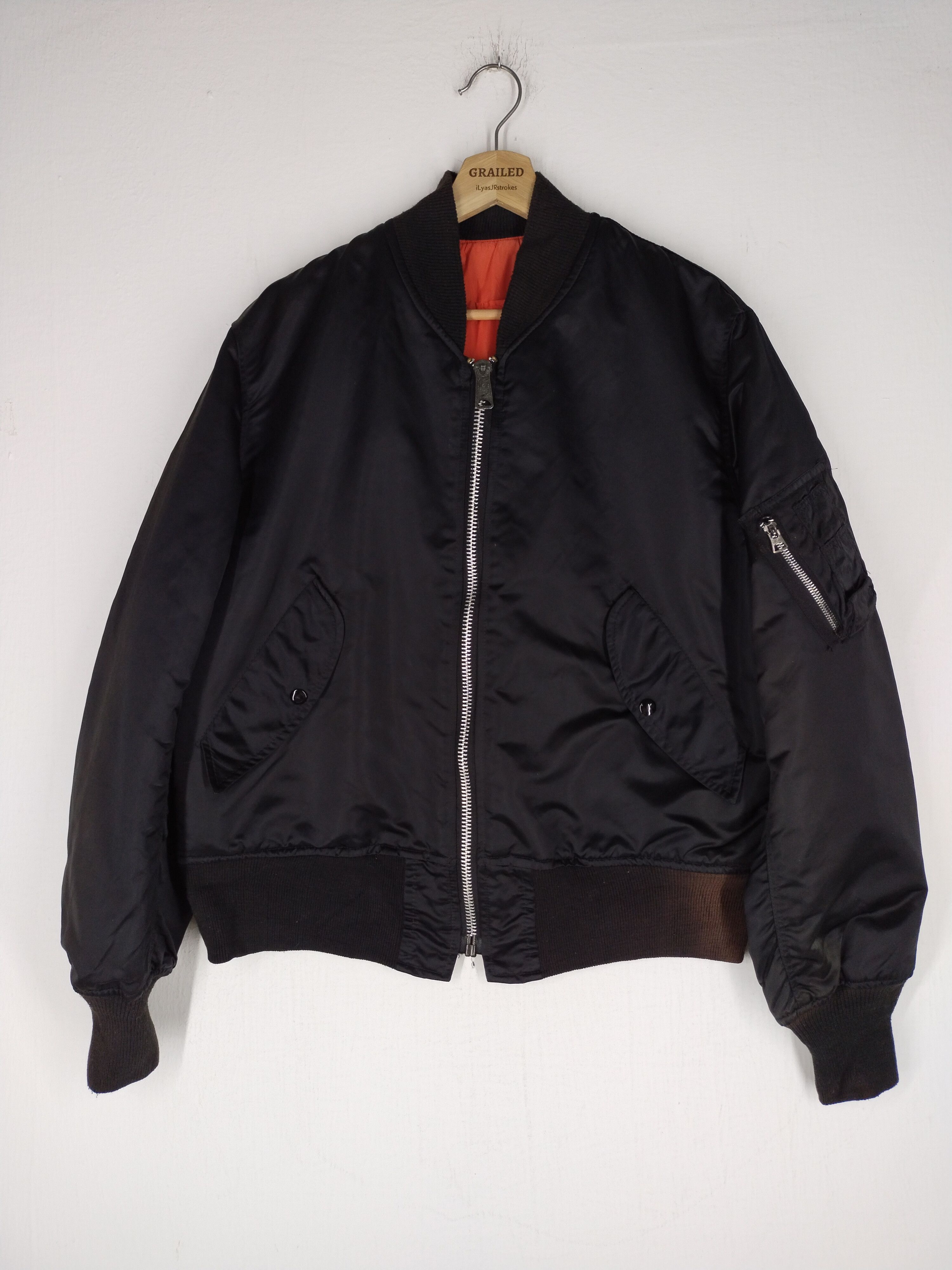 image of US Air Force x Vintage Reversible Jacket Ma-1 Flyer's Men Black Jacket (Size Large)